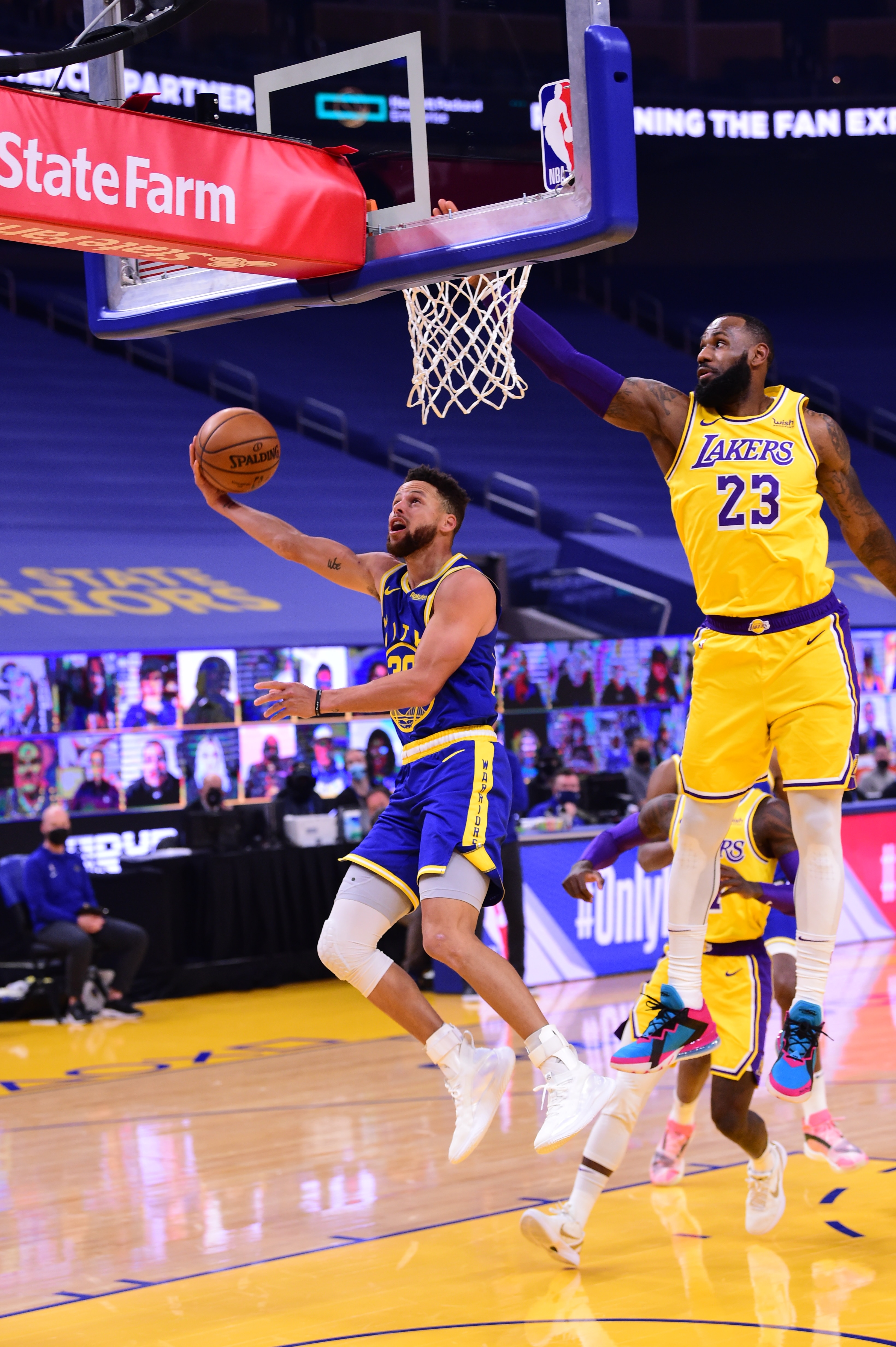 SAN FRANCISCO, CA - MARCH 15: Stephen Curry #30 of the Golden State Warriors shoots the ball during the game against LeBron James #23 of the Los Angeles Lakers on March 15, 2021 at Chase Center in San Francisco, California. NOTE TO USER: User expressly acknowledges and agrees that, by downloading and or using this photograph, user is consenting to the terms and conditions of Getty Images License Agreement. Mandatory Copyright Notice: Copyright 2021 NBAE (Photo by Noah Graham/NBAE via Getty Images)