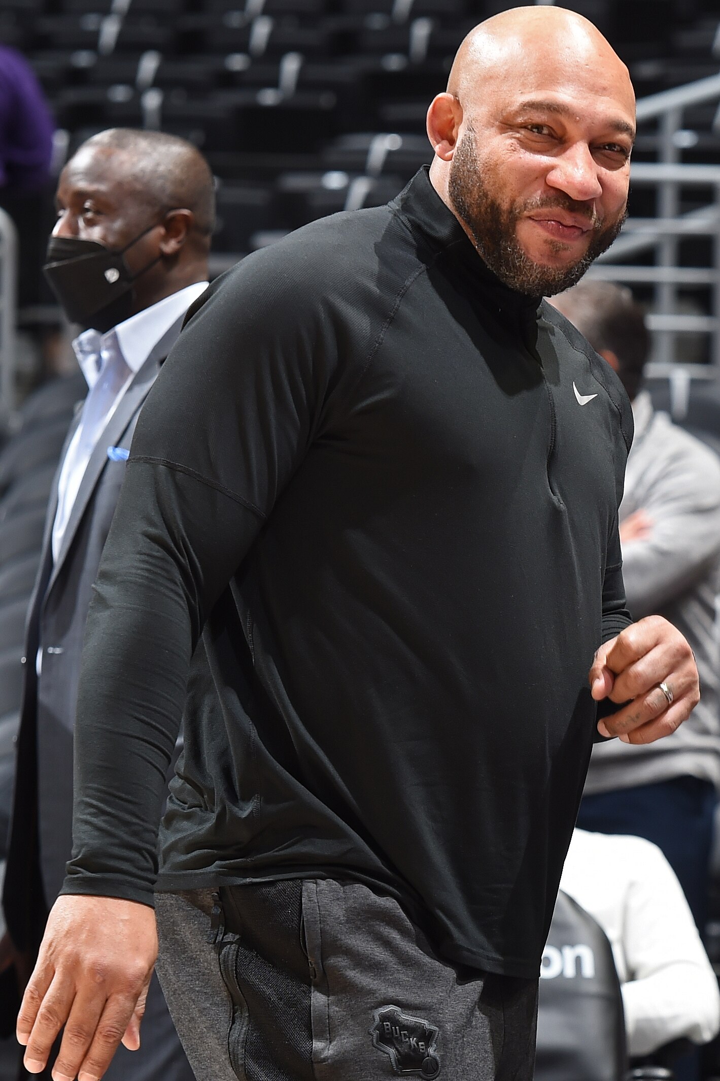 LOS ANGELES, CA - FEBRUARY 6: Interim Head Coach Darvin Ham looks on before the game against the LA Clippers on February 6, 2022 at Crypto.Com Arena in Los Angeles, California. NOTE TO USER: User expressly acknowledges and agrees that, by downloading and/or using this Photograph, user is consenting to the terms and conditions of the Getty Images License Agreement. Mandatory Copyright Notice: Copyright 2022 NBAE (Photo by Andrew D. Bernstein/NBAE via Getty Images)