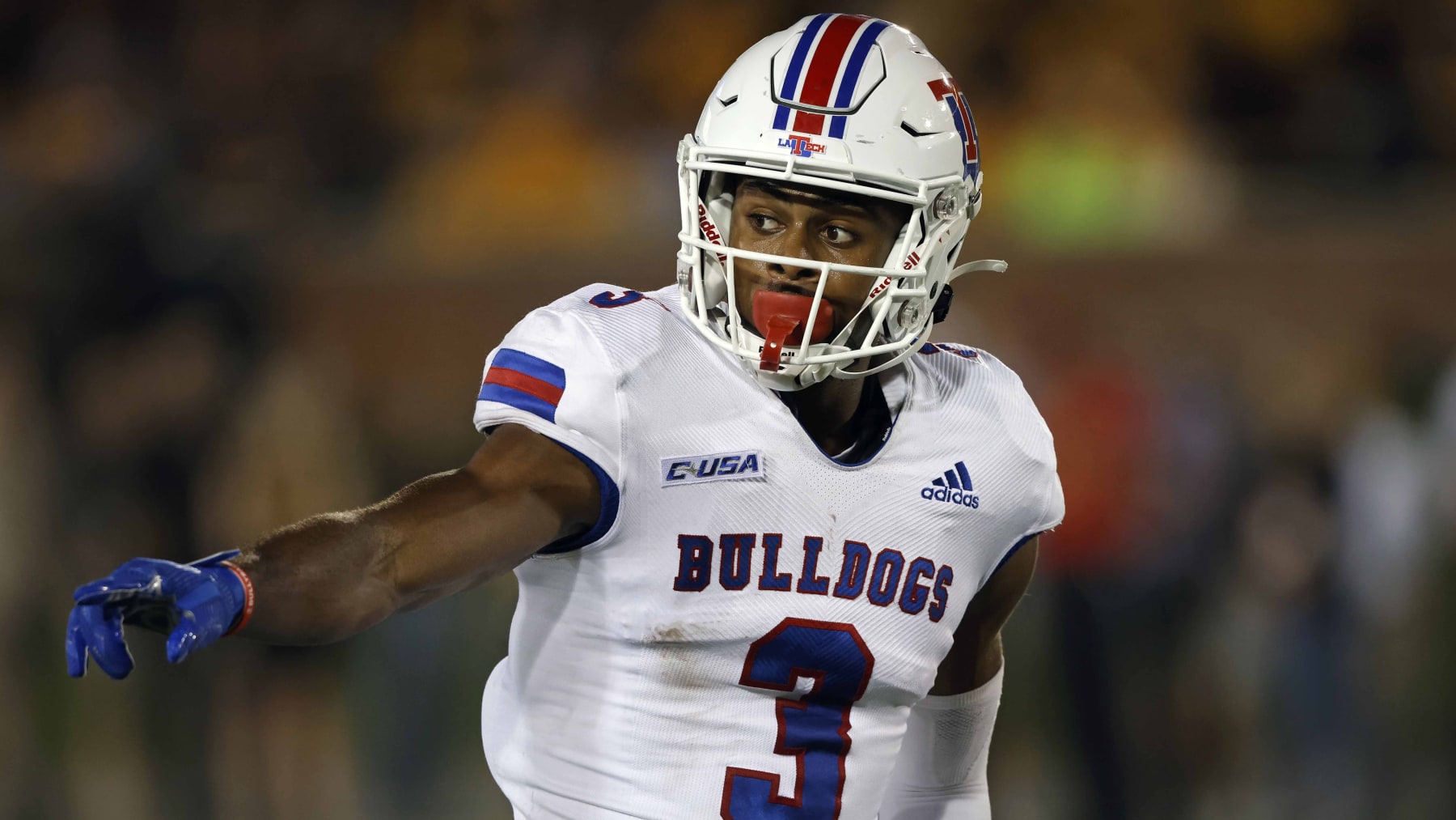 Louisiana Tech wide receiver Tre Harris during an NCAA football game on Thursday, Sept. 1, 2022 in Columbia, Mo. (AP Photo/Colin E. Braley)