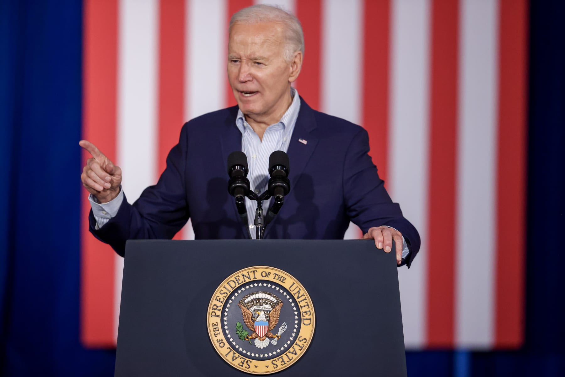 LAS VEGAS, NEVADA - MARCH 19: US President Joe Biden speaks at Stupak Community Center on March 19, 2024 in Las Vegas, Nevada. Biden delivered remarks on making affordable housing more available for American families.  (Photo by Ian Maule/Getty Images)
