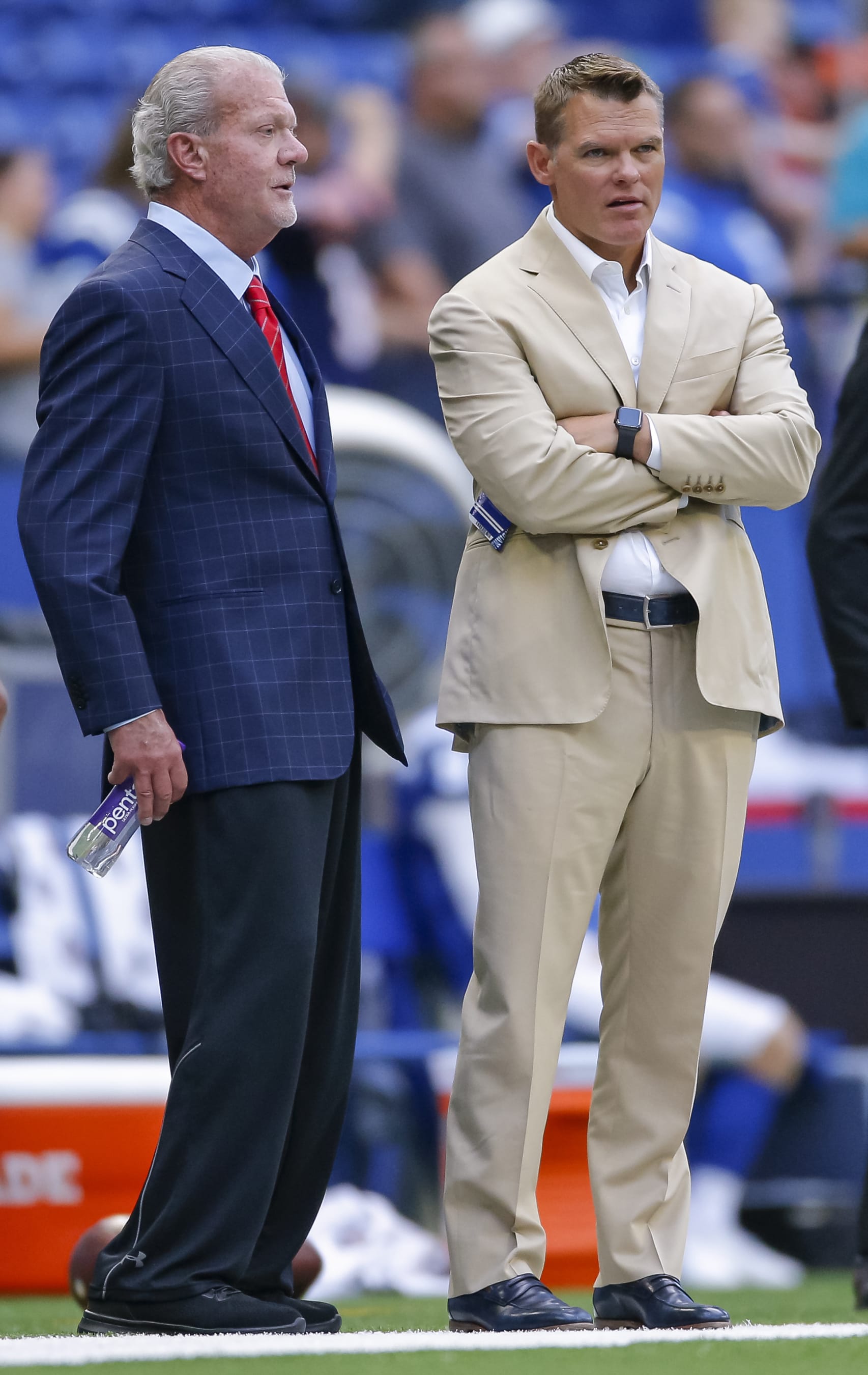 Colts owner Jim Irsay (left) and general manager Chris Ballard