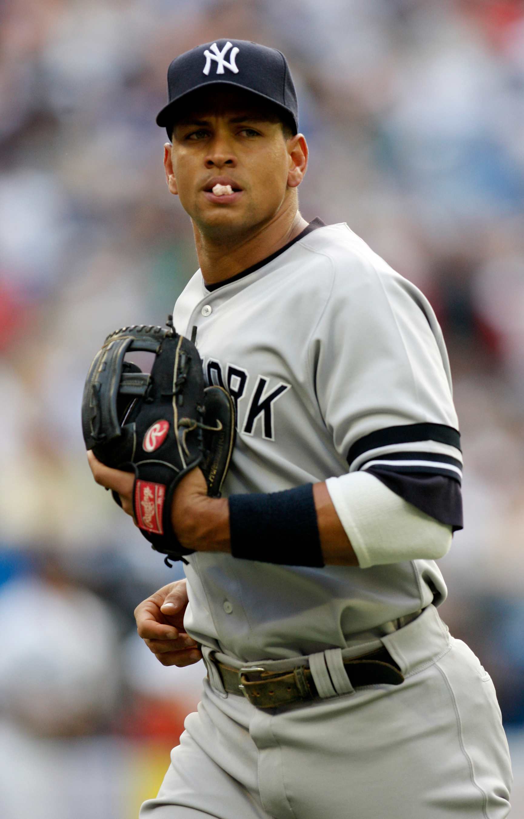 JAYS YANKEES--30/05/07--New York Yankees Alex Rodriguez runs off the field after the first inning of his teams game against the Toronto Blue Jays at the Rogers Centre, May 30, 2007. (Andrew Wallace/Toronto Star)anw (Photo by Andrew Francis Wallace/Toronto Star via Getty Images)