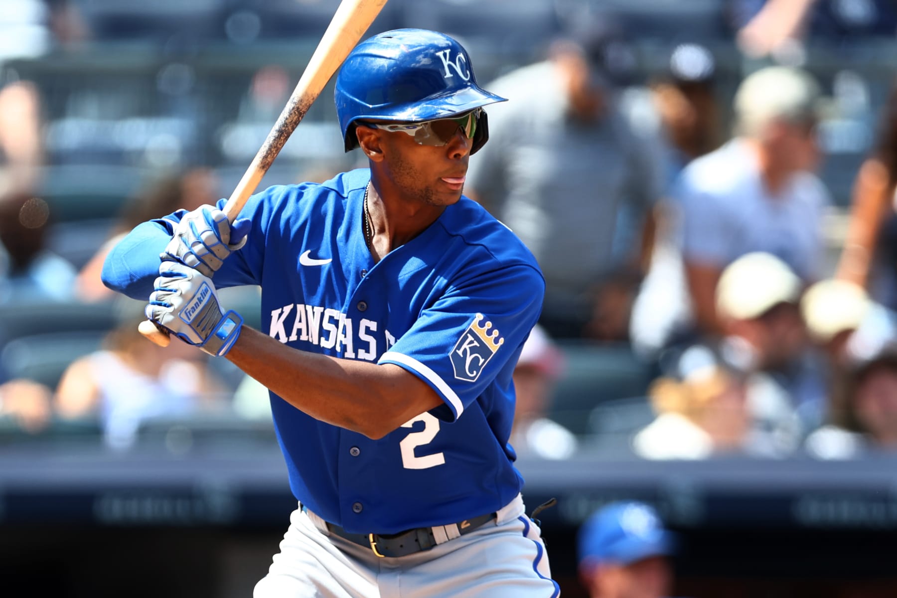 NEW YORK, NY - JULY 30: Michael A. Taylor #2 of the Kansas City Royals in action against the New York Yankees during a game at Yankee Stadium on July 30, 2022 in New York City. (Photo by Rich Schultz/Getty Images)