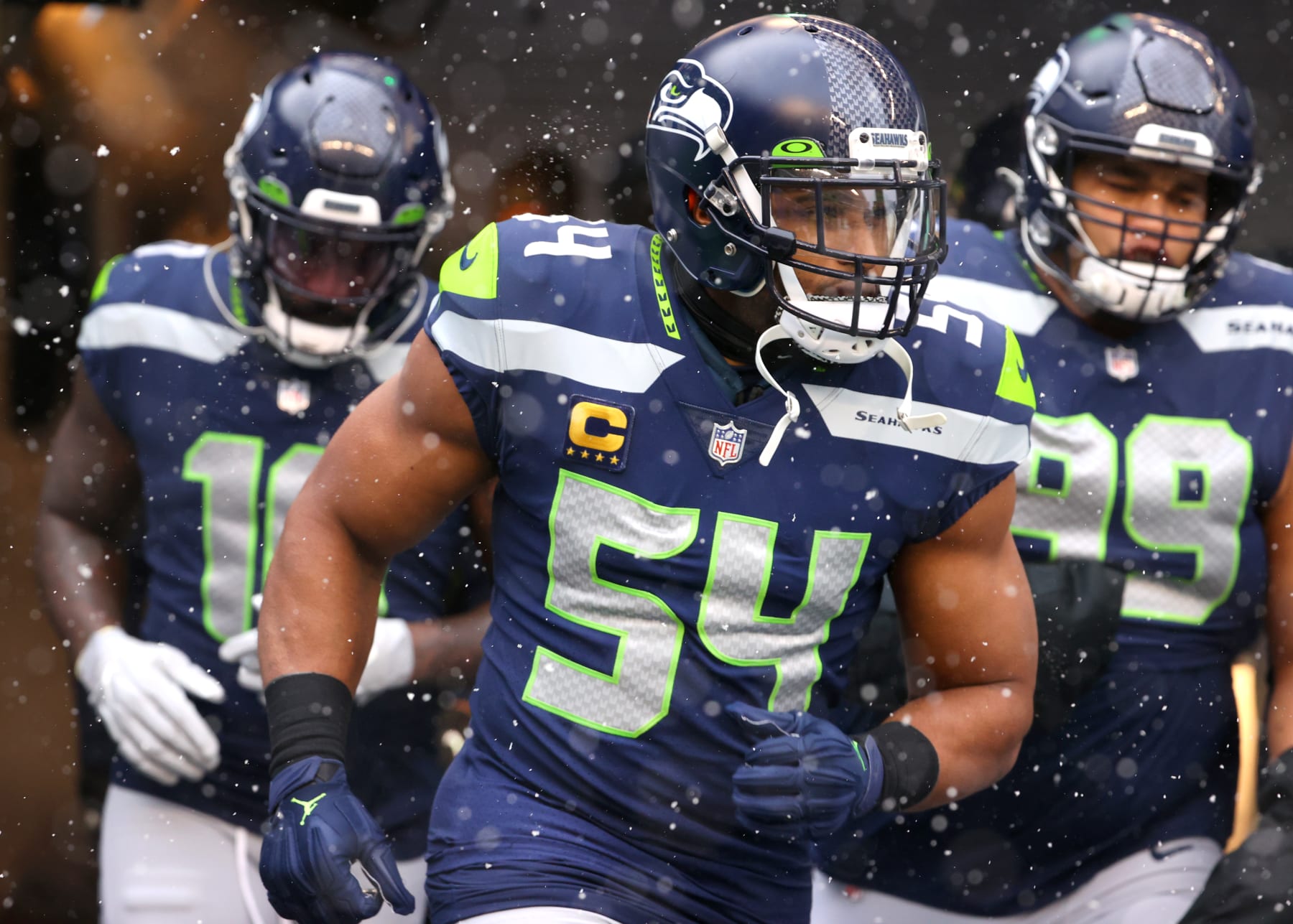 SEATTLE, WASHINGTON - DECEMBER 26: Bobby Wagner #54 of the Seattle Seahawks takes the field before the game against the Chicago Bears at Lumen Field on December 26, 2021 in Seattle, Washington. (Photo by Abbie Parr/Getty Images)