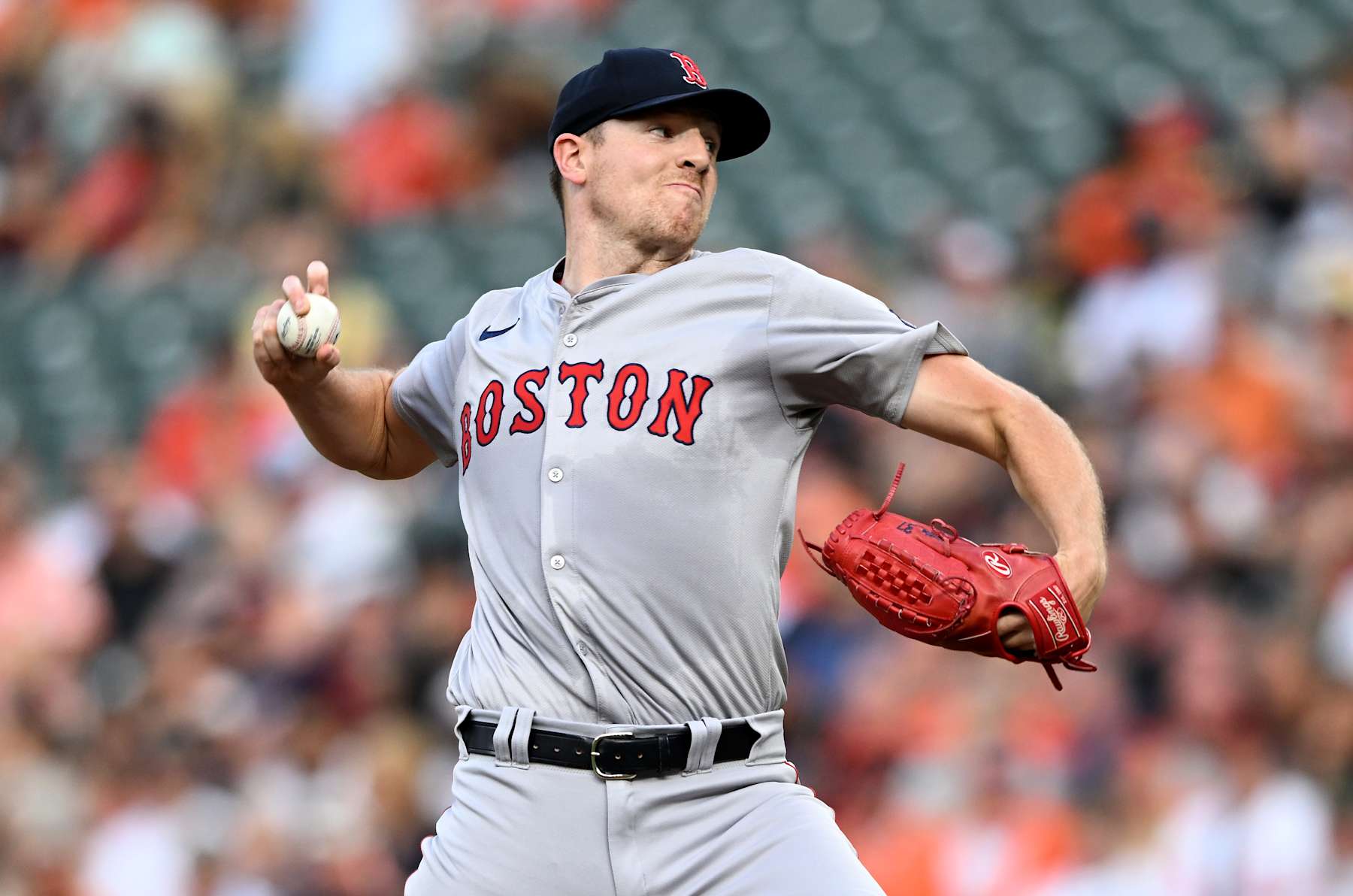 BALTIMORE, MARYLAND - AUGUST 15: Nick Pivetta #37 of the Boston Red Sox pitches against the Baltimore Orioles at Oriole Park at Camden Yards on August 15, 2024 in Baltimore, Maryland. (Photo by G Fiume/Getty Images)