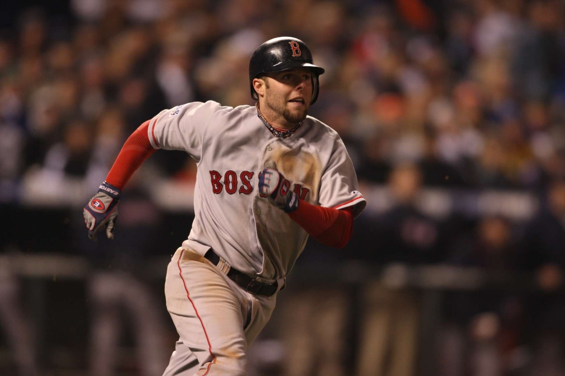 UNITED STATES - OCTOBER 27:  Baseball: World Series, Boston Red Sox Dustin Pedroia (15) in action, running bases vs Colorado Rockies, Game 3, Denver, CO 10/27/2007  (Photo by John Biever/Sports Illustrated via Getty Images)  (SetNumber: X78974 TK1 R1 F73)