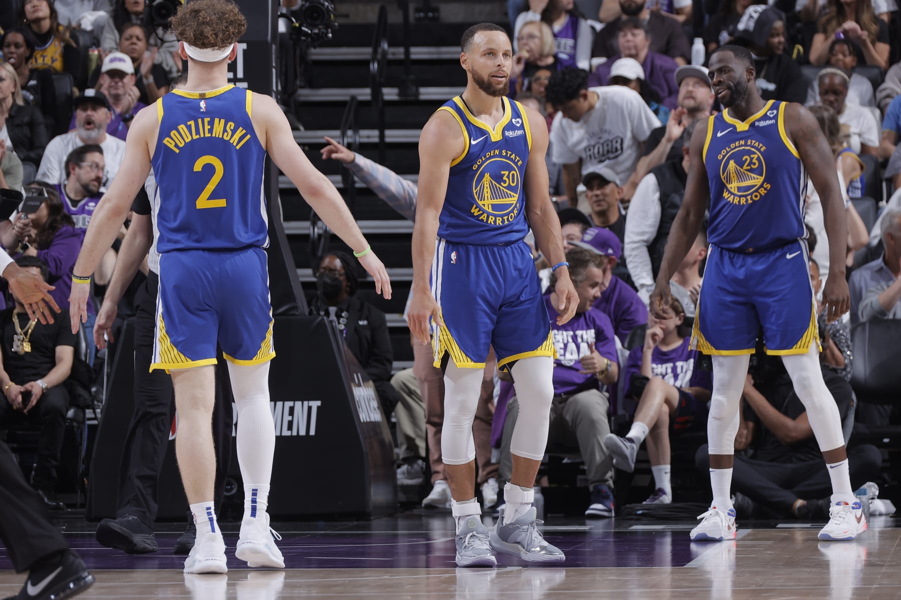 SACRAMENTO, CA - APRIL 16: Stephen Curry #30 of the Golden State Warriors looks on during the game against the Sacramento Kings during the 2024 Play-In Tournament on April 16, 2024 at Golden 1 Center in Sacramento, California. NOTE TO USER: User expressly acknowledges and agrees that, by downloading and or using this photograph, User is consenting to the terms and conditions of the Getty Images Agreement. Mandatory Copyright Notice: Copyright 2024 NBAE (Photo by Rocky Widner/NBAE via Getty Images)
