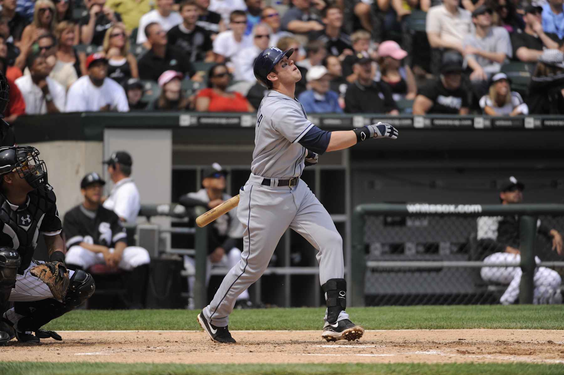 CHICAGO - JULY 23:  Evan Longoria #3 of the Tampa Bay Rays bats against the Chicago White Sox on July 23, 2009 at U.S. Cellular Field in Chicago, Illinois.  The White Sox defeated the Rays 5-0 as White Sox pitcher Mark Buehrle #56 pitched a perfect game.  (Photo by Ron Vesely/MLB Photos via Getty Images) 