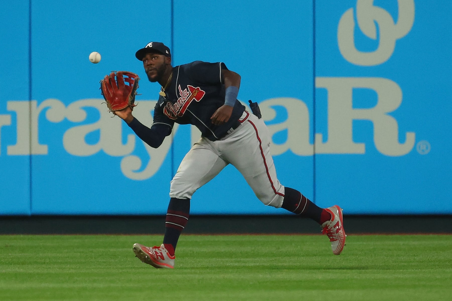 ST LOUIS, MO - AUGUST 26: Michael Harris II #23 of the Atlanta Braves catches a fly ball against the St. Louis Cardinals in the seventh inning at Busch Stadium on August 26, 2022 in St Louis, Missouri. (Photo by Dilip Vishwanat/Getty Images)