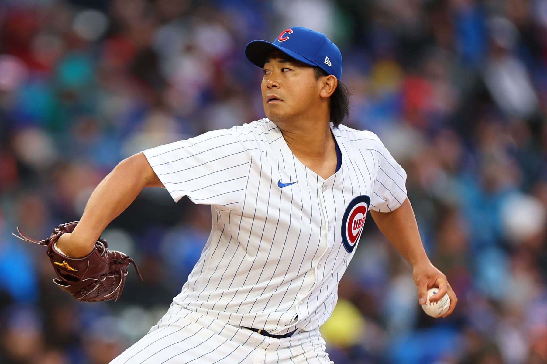 CHICAGO, ILLINOIS - APRIL 07: Shota Imanaga #18 of the Chicago Cubs delivers a pitch against the Los Angeles Dodgers during the second inning at Wrigley Field on April 07, 2024 in Chicago, Illinois. (Photo by Michael Reaves/Getty Images)