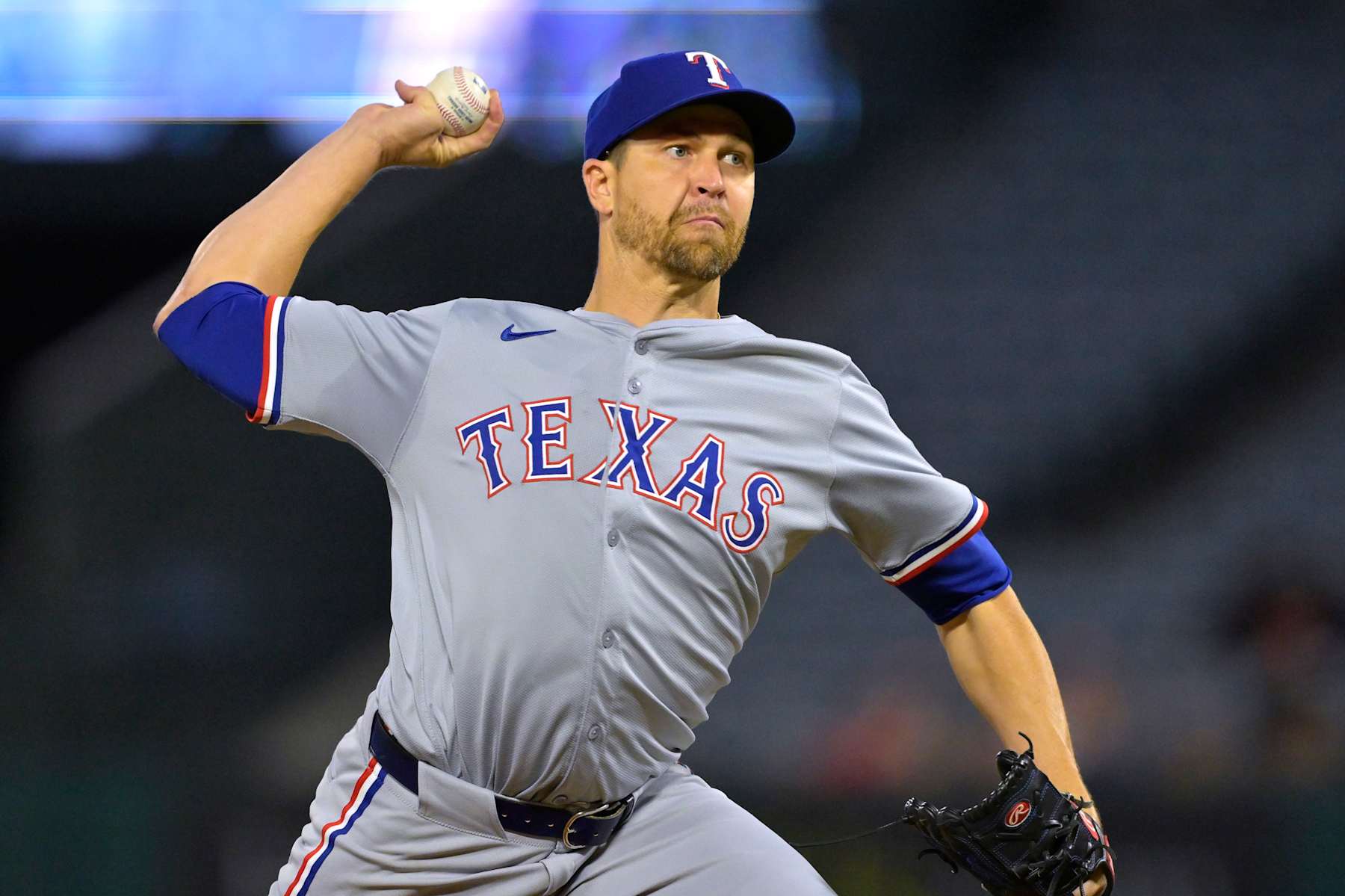 ANAHEIM, CALIFORNIA - SEPTEMBER 27: Jacob deGrom #48 of the Texas Rangers pitches in the first inning against the Los Angeles Angels at Angel Stadium of Anaheim on September 27, 2024 in Anaheim, California. (Photo by Jayne Kamin-Oncea/Getty Images)