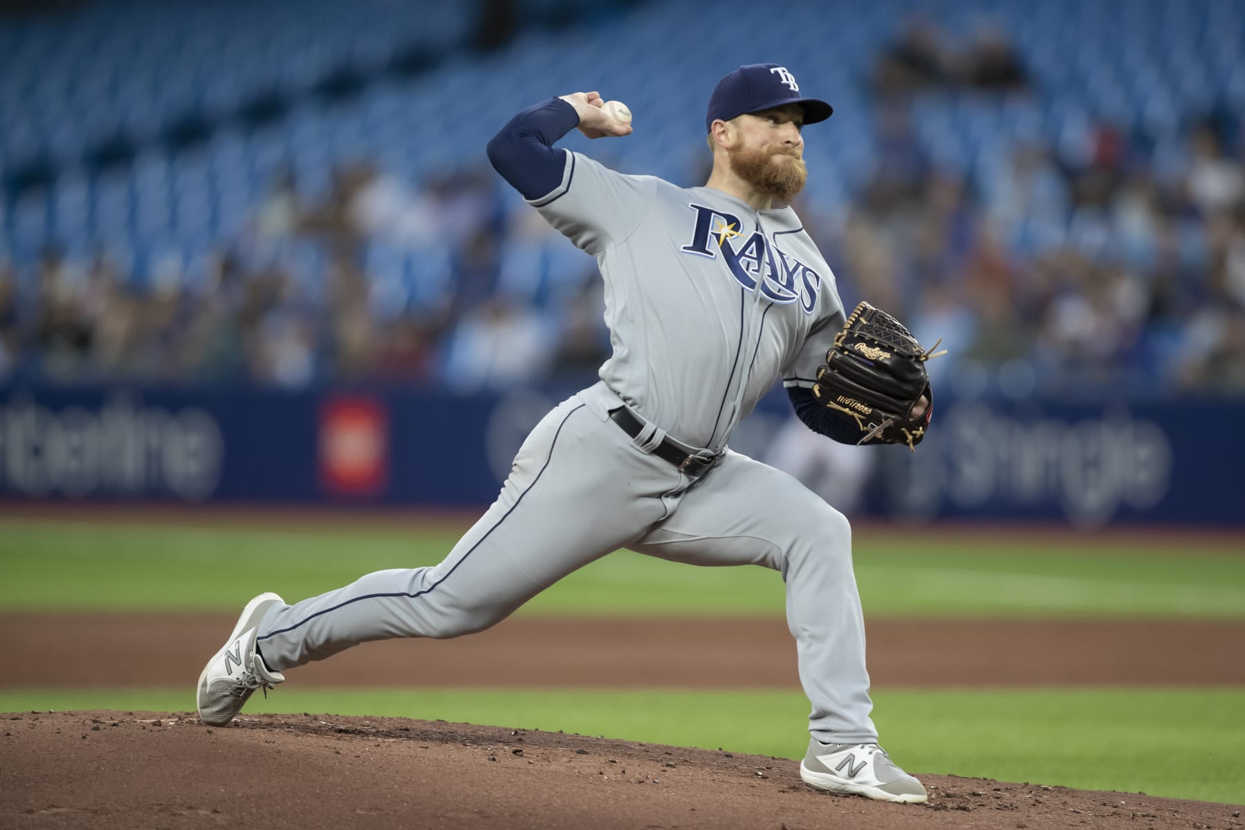 TORONTO, ON - SEPTEMBER 14: Drew Rasmussen #57 of the Tampa Bay Rays pitches in the first inning of the MLB game against the Toronto Blue Jays at Rogers Centre on September 14, 2022 in Toronto, Canada. (Photo by Cole Burston/Getty Images)