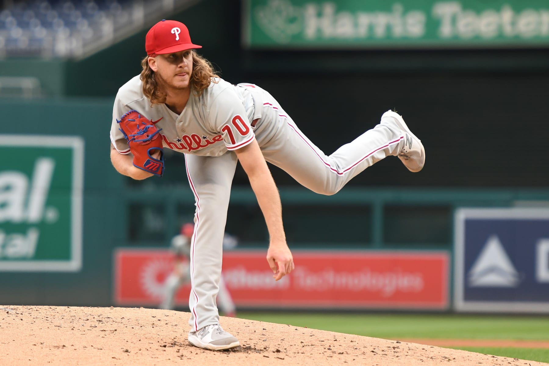 WASHINGTON, DC - SEPTEMBER 30: Bailey Falter #70 of the Philadelphia Phillies pitches during game one of a doubleheader baseball game against the Washington Nationals at Nationals Park on September 30, 2022 in Washington, DC. (Photo by Mitchell Layton/Getty Images)
