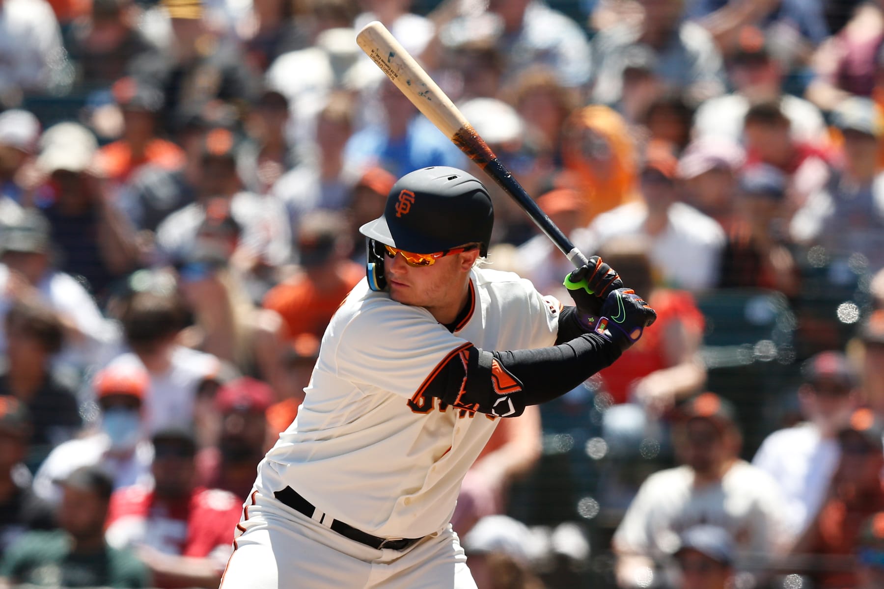 SAN FRANCISCO, CALIFORNIA - AUGUST 14: Joc Pederson #23 of the San Francisco Giants at bat against the Pittsburgh Pirates at Oracle Park on August 14, 2022 in San Francisco, California. (Photo by Lachlan Cunningham/Getty Images)