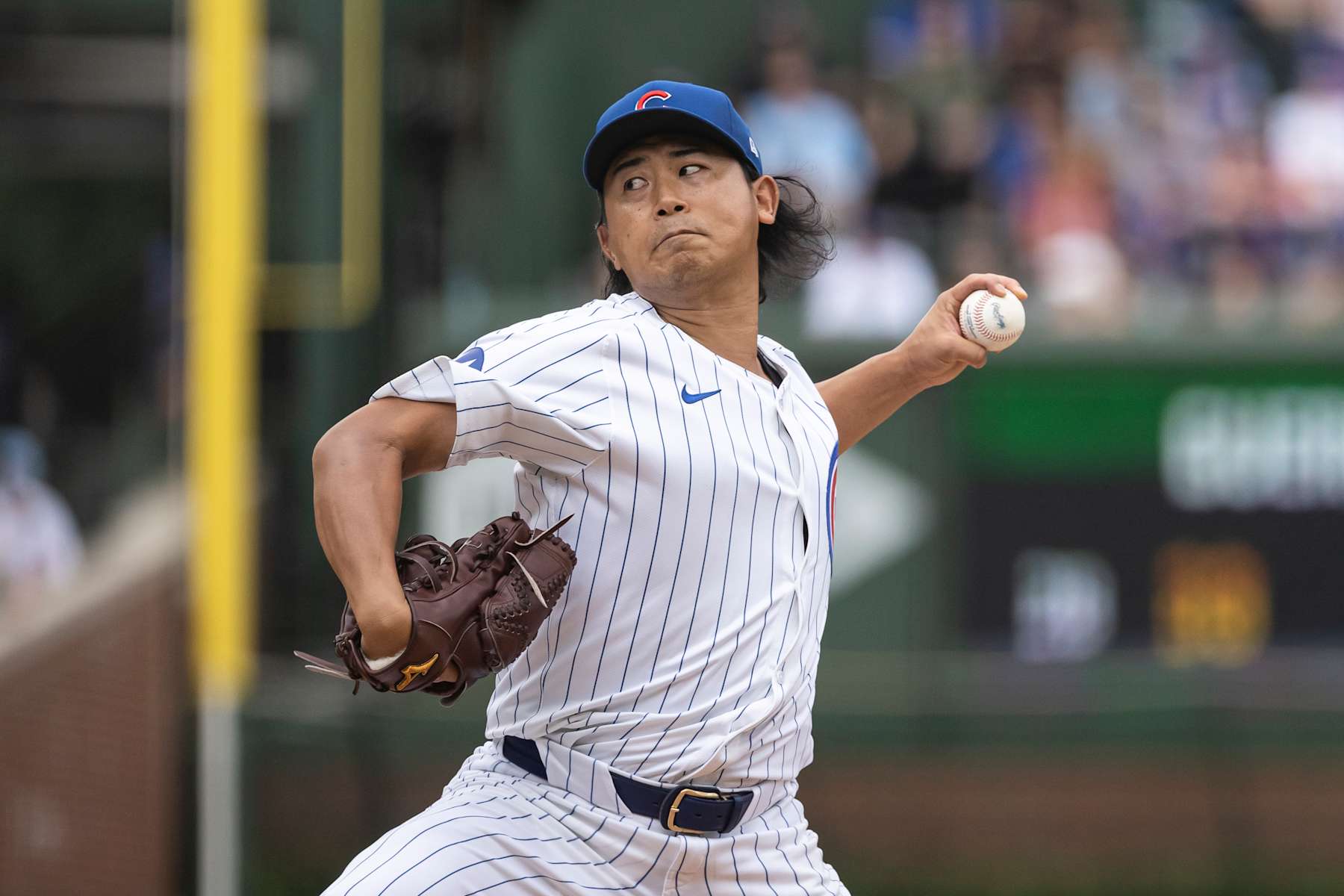 CHICAGO, ILLINOIS - AUGUST 18: Shota Imanaga #18 of the Chicago Cubs delivers a pitch in the first inning against the Toronto Blue Jays at Wrigley Field on August 18, 2024 in Chicago, Illinois. (Photo by Griffin Quinn/Getty Images)