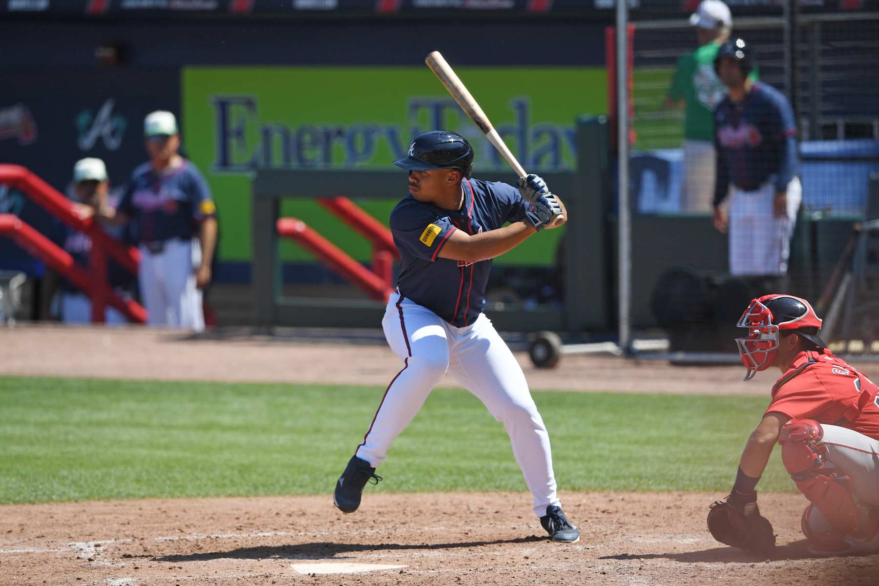 VENICE, FLORIDA - MARCH 17, 2024: Drake Baldwin #81 of the Atlanta Braves bats during the seventh inning of a spring training game against the Boston Red Sox at CoolToday Park on March 17, 2024 in Venice, Florida. (Photo by George Kubas/Diamond Images via Getty Images)