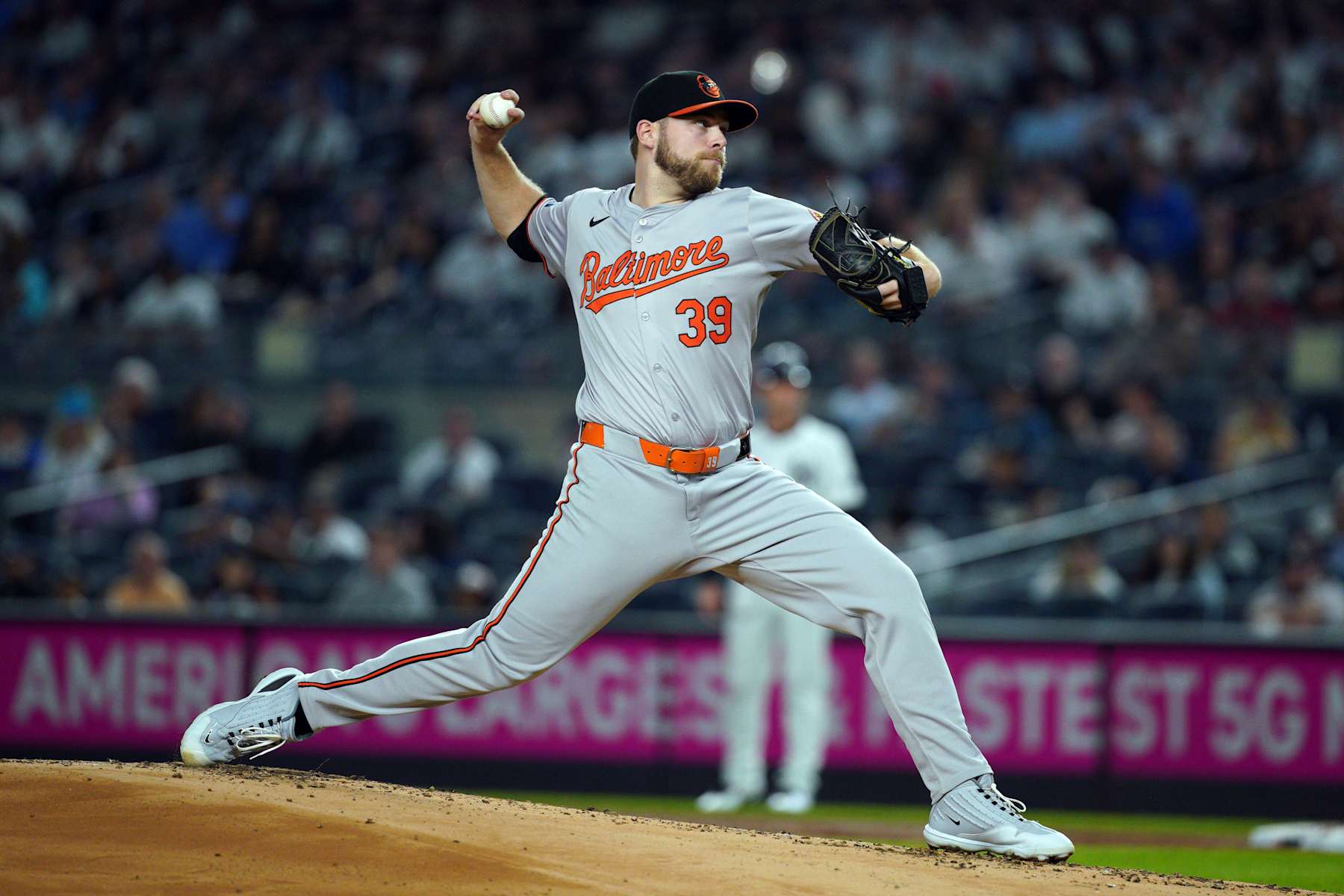 NEW YORK, NEW YORK - SEPTEMBER 26: Corbin Burnes #39 of the Baltimore Orioles pitches against the Baltimore Orioles during the first inning at Yankee Stadium on September 26, 2024 in New York City. (Photo by Evan Bernstein/Getty Images)