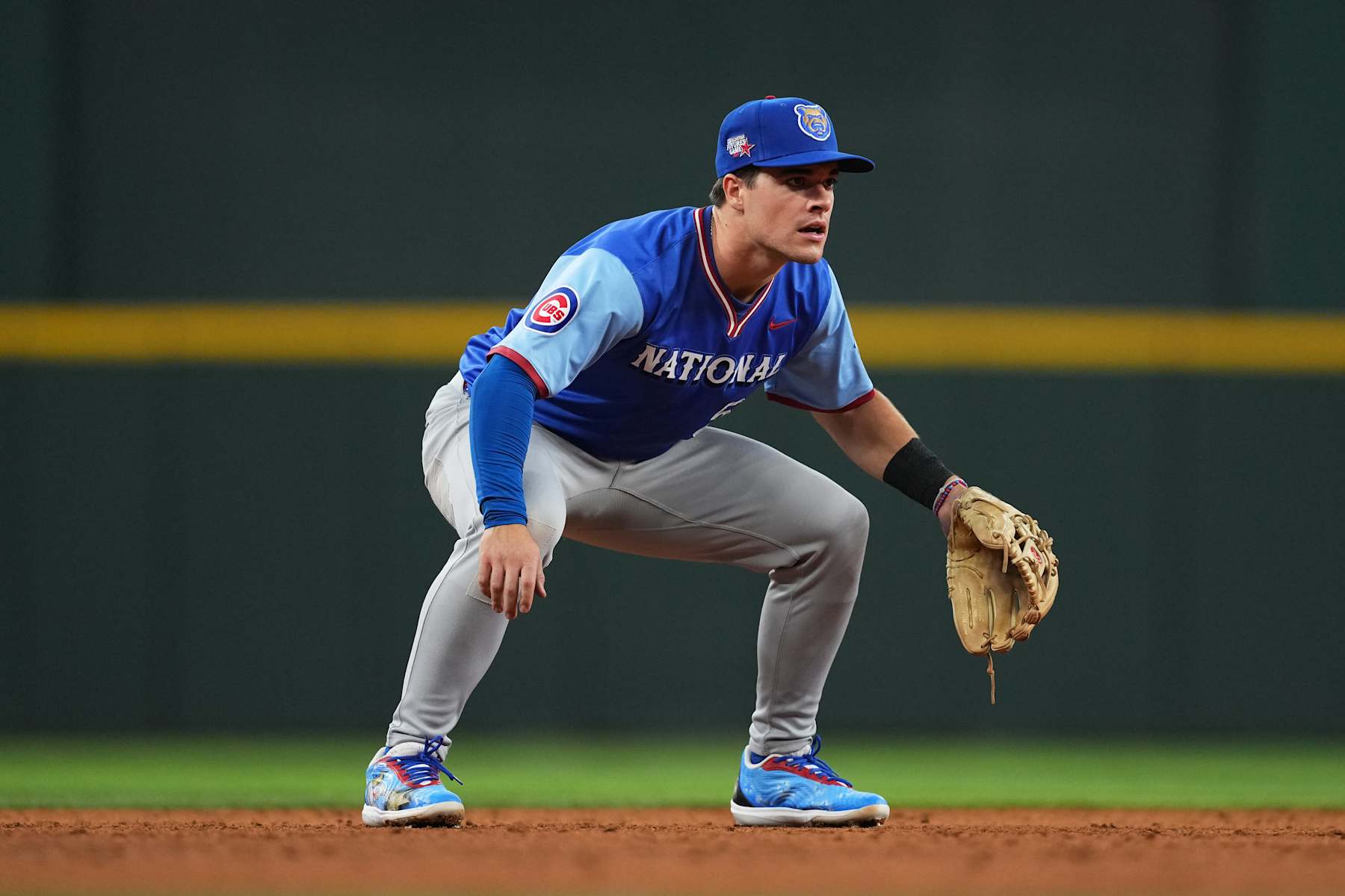 ARLINGTON, TX - JULY 13: Matt Shaw #5 of the Chicago Cubs looks on during the 2024 All-Star Futures Game at Globe Life Field on Saturday, July 13, 2024 in Arlington, Texas. (Photo by Sam Hodde/MLB Photos via Getty Images)