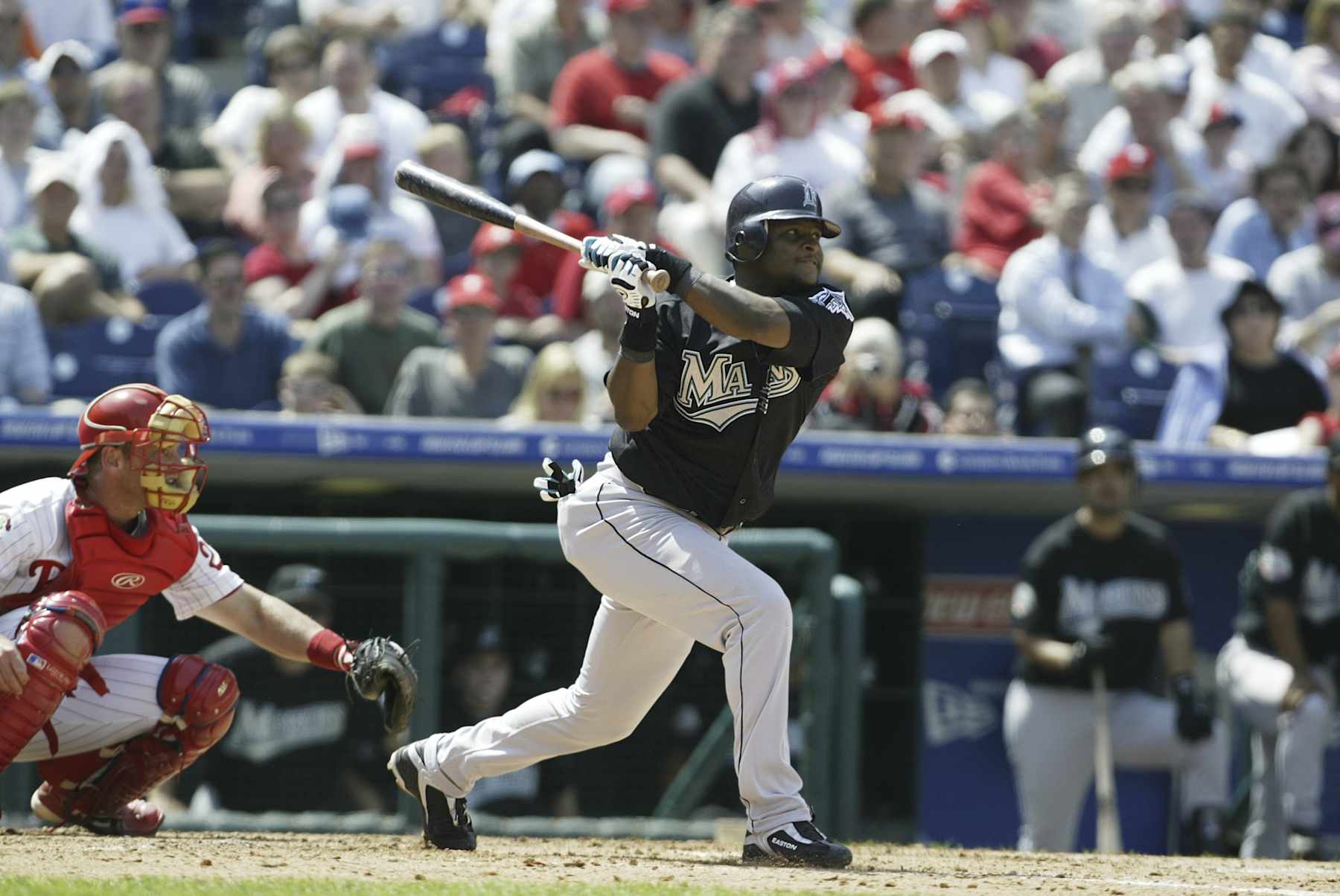 Baseball: Florida Marlins Luis Castillo (1) in action, at bat vs Philadelphia Phillies at Citizens Bank Park.
Philadelphia, PA 4/22/2004
CREDIT: Al Tielemans (Photo by Al Tielemans /Sports Illustrated via Getty Images)
(Set Number: X70696 TK1 )