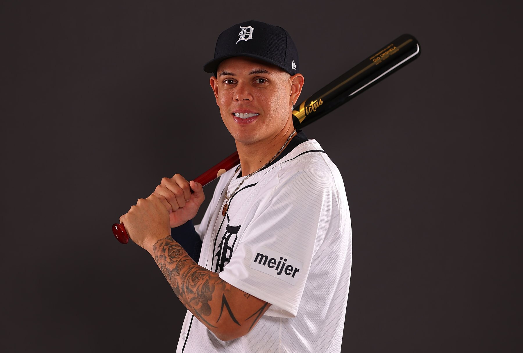 LAKELAND, FLORIDA - FEBRUARY 23:  Gio Urshela #13 of the Detroit Tigers poses for a portrait during photo day at Publix Field at Joker Marchant Stadium on February 23, 2024 in Lakeland, Florida. (Photo by Kevin C. Cox/Getty Images)