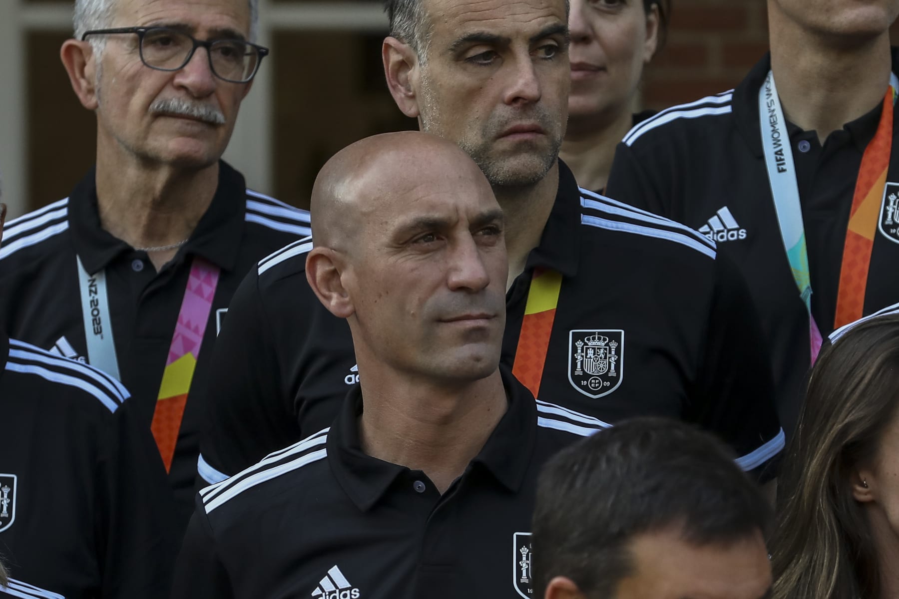 MADRID, SPAIN - AUGUST 22: Spanish FA president Luis Rubiales attends a reception to the Spanish women’s national football team at Moncloa Palace after they won the Australia and New Zealand FIFA Women's World Cup 2023, on August 22, 2023 in Madrid, Spain. The Spanish women's team have won their first-ever World Cup after beating England 1-0 in the final. (Photo by Pablo Blazquez Dominguez/Getty Images)