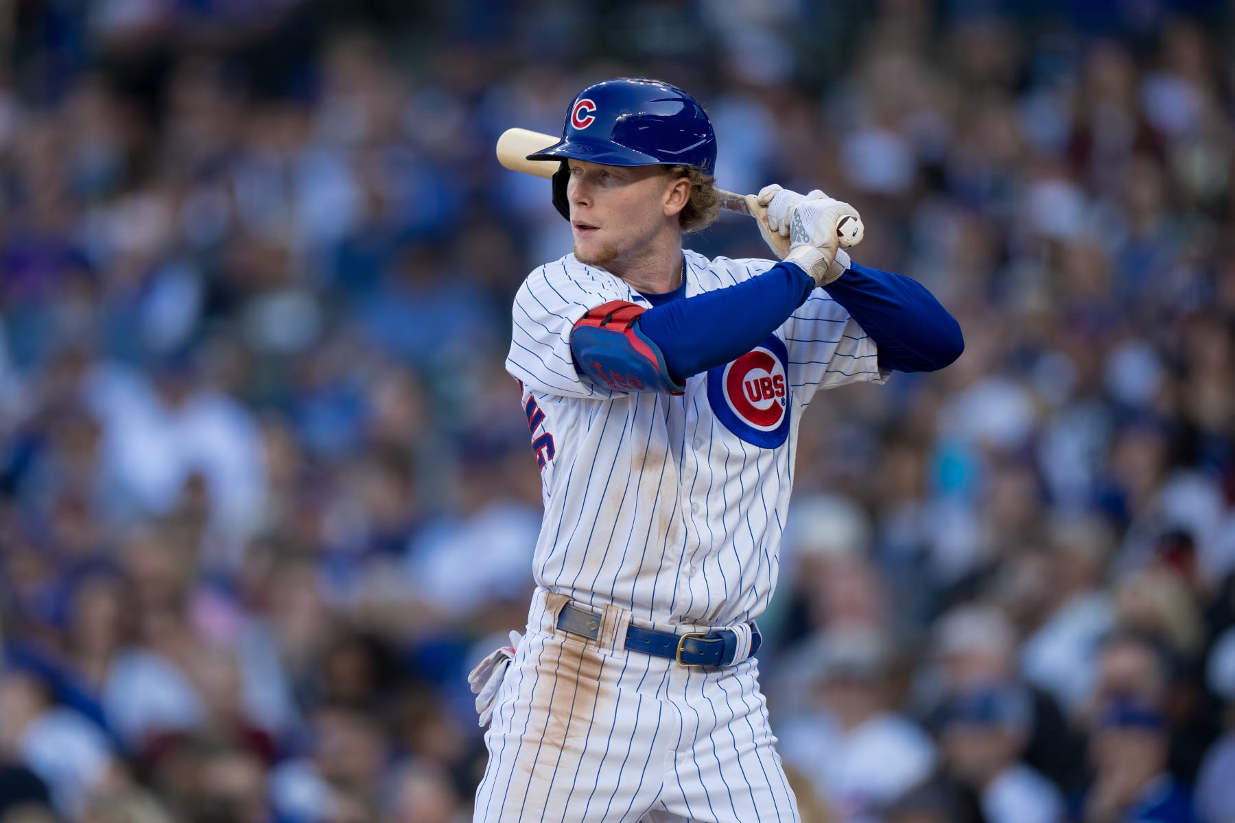 CHICAGO, IL - SEPTEMBER 23: Pete Crow-Armstrong #52 of the Chicago Cubs bats in a game against the Colorado Rockies at Wrigley Field on September 23, 2023 in Chicago, Illinois. (Photo by Matt Dirksen/Getty Images)