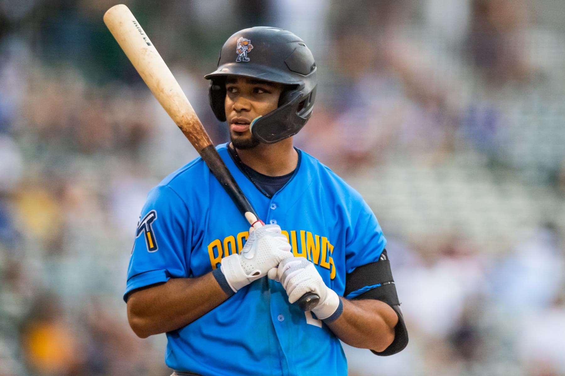 FRISCO, TEXAS - JULY 08: Darell Hernaiz #2 of the Midland RockHounds bats during the game against the Frisco RoughRiders at Riders Field on July 08, 2023 in Frisco, Texas. (Photo by John E. Moore III/Getty Images)