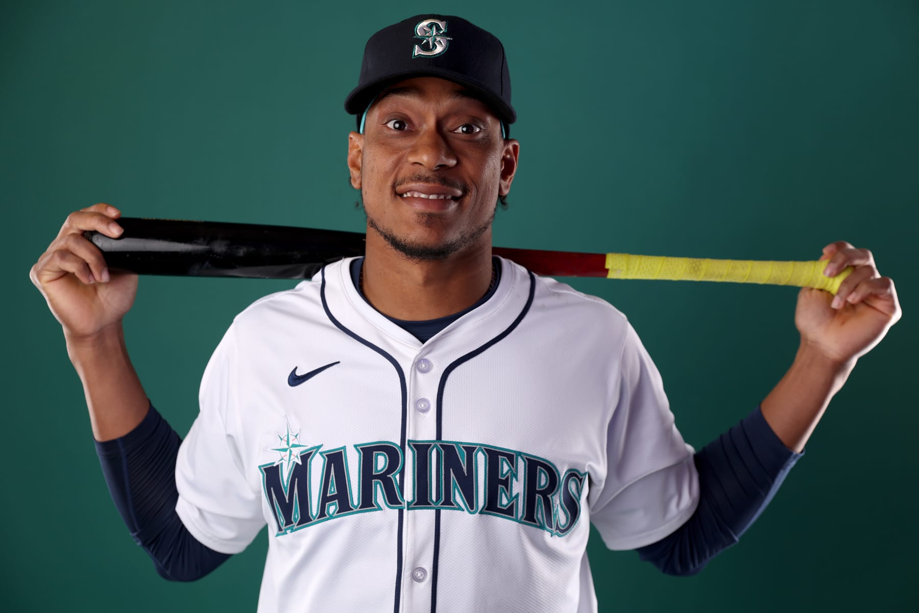 PEORIA, ARIZONA - FEBRUARY 23: Jorge Polanco of the Seattle Mariners poses for a portrait during photo day at the Peoria Sports Complex on February 23, 2024 in Peoria, Arizona. (Photo by Steph Chambers/Getty Images)