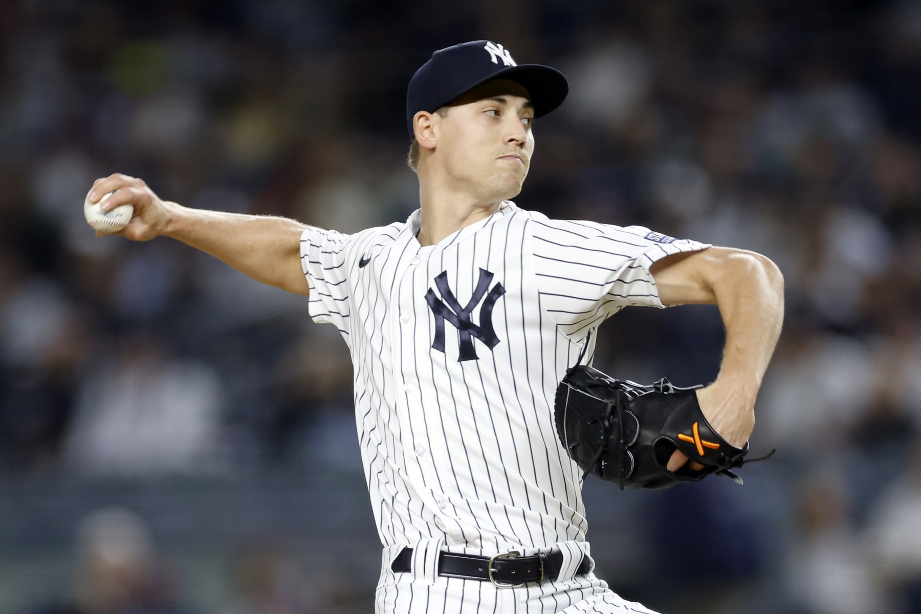 NEW YORK, NEW YORK - SEPTEMBER 22: Luke Weaver #30 of the New York Yankees pitches during the game against the Arizona Diamondbacks at Yankee Stadium on September 22, 2023 in the Bronx borough of New York City. The Yankees won 7-1. (Photo by Sarah Stier/Getty Images)