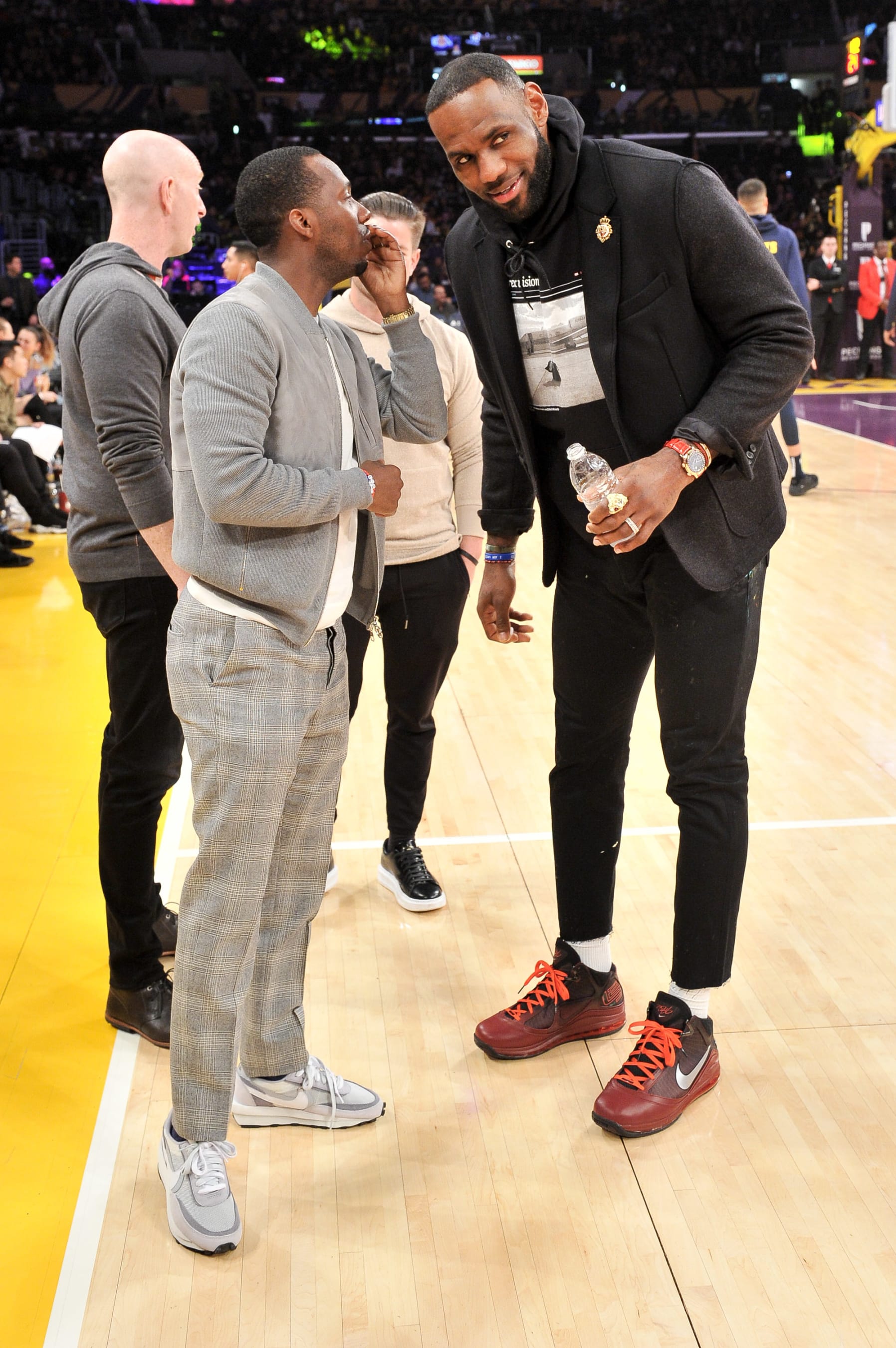 LOS ANGELES, CALIFORNIA - DECEMBER 22: Rich Paul and LeBron James talk during halftime of a basketball game between the Los Angeles Lakers and the Denver Nuggets at Staples Center on December 22, 2019 in Los Angeles, California. (Photo by Allen Berezovsky/Getty Images)