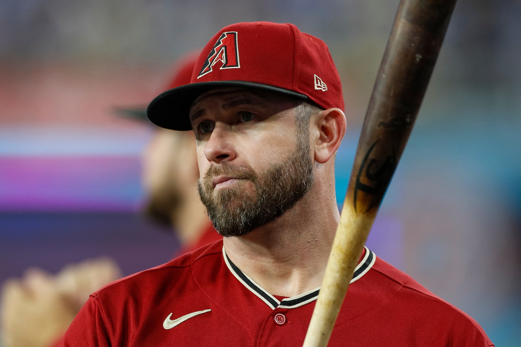 LOS ANGELES, CALIFORNIA - AUGUST 30: Evan Longoria #3 of the Arizona Diamondbacks looks on in the dugout during the third inning against the Los Angeles Dodgers at Dodger Stadium on August 30, 2023 in Los Angeles, California. (Photo by Brandon Sloter/Image Of Sport/Getty Images)