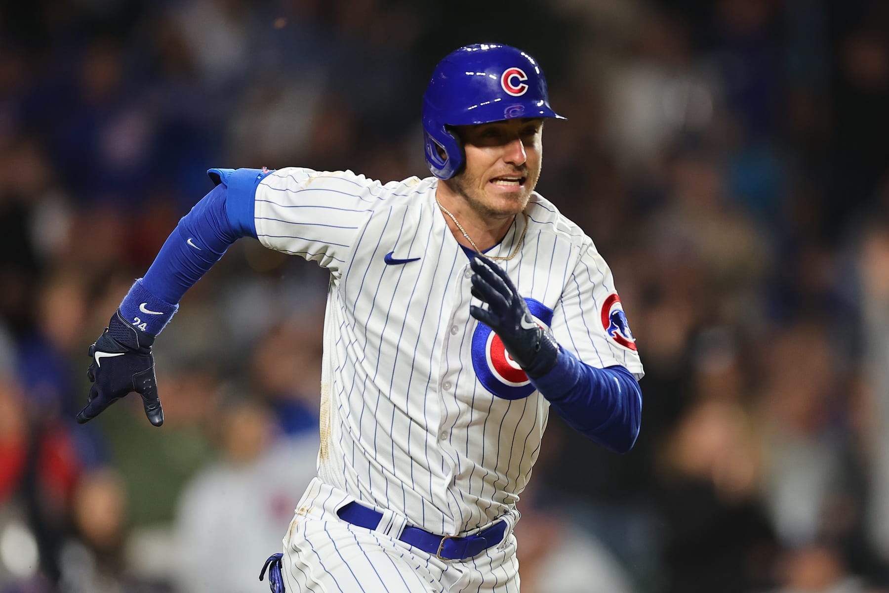 CHICAGO, ILLINOIS - JUNE 15: Cody Bellinger #24 of the Chicago Cubs in action against the Pittsburgh Pirates at Wrigley Field on June 15, 2023 in Chicago, Illinois. (Photo by Michael Reaves/Getty Images)