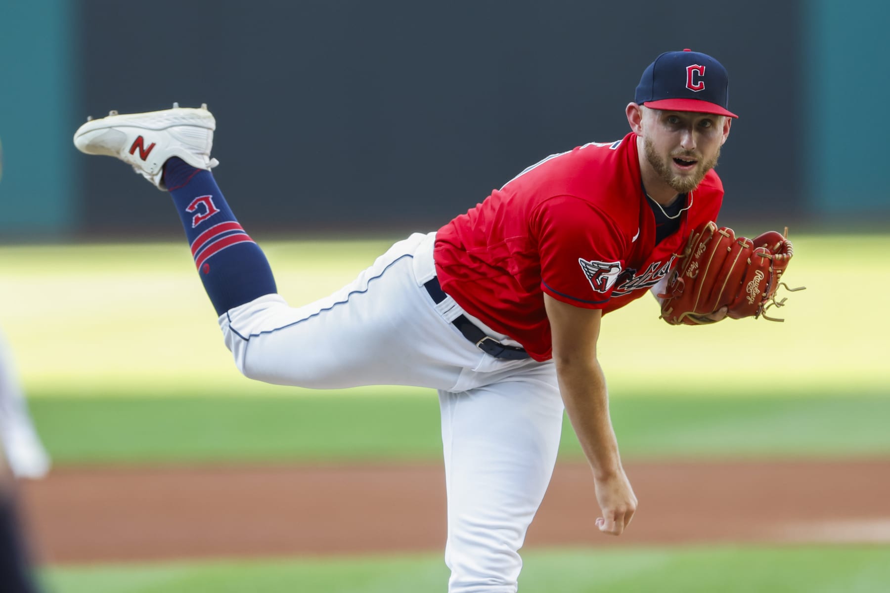 CLEVELAND, OH - SEPTEMBER 05: Tanner Bibee #61 of the Cleveland Guardians pitches against the Minnesota Twins during the first inning at Progressive Field on September 05, 2023 in Cleveland, Ohio. (Photo by Ron Schwane/Getty Images)