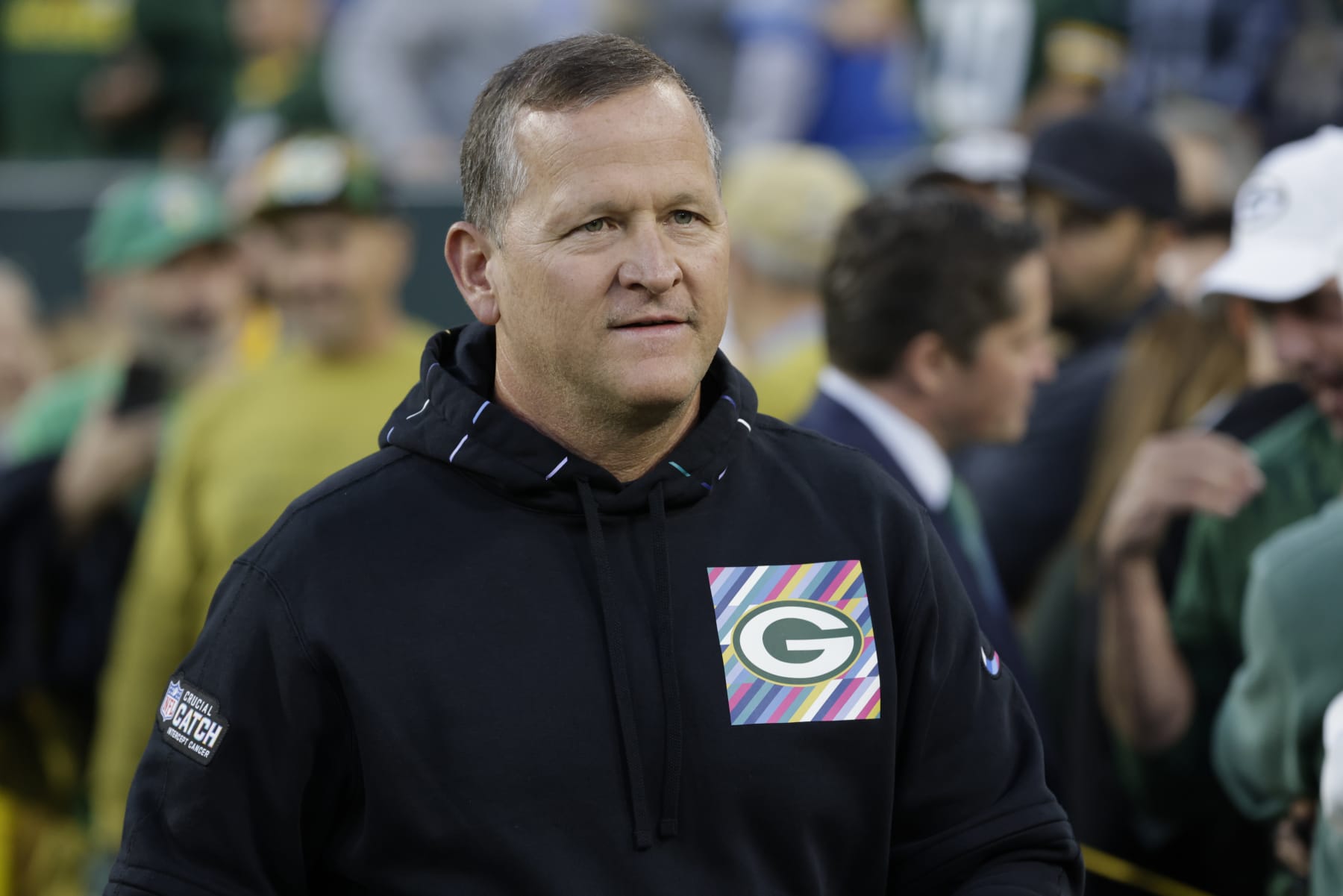 Green Bay Packers defensive coordinator Joe Barry during an NFL football game Thursday, Sept. 28, 2023, in Green Bay, Wis. (AP Photo/Mike Roemer)