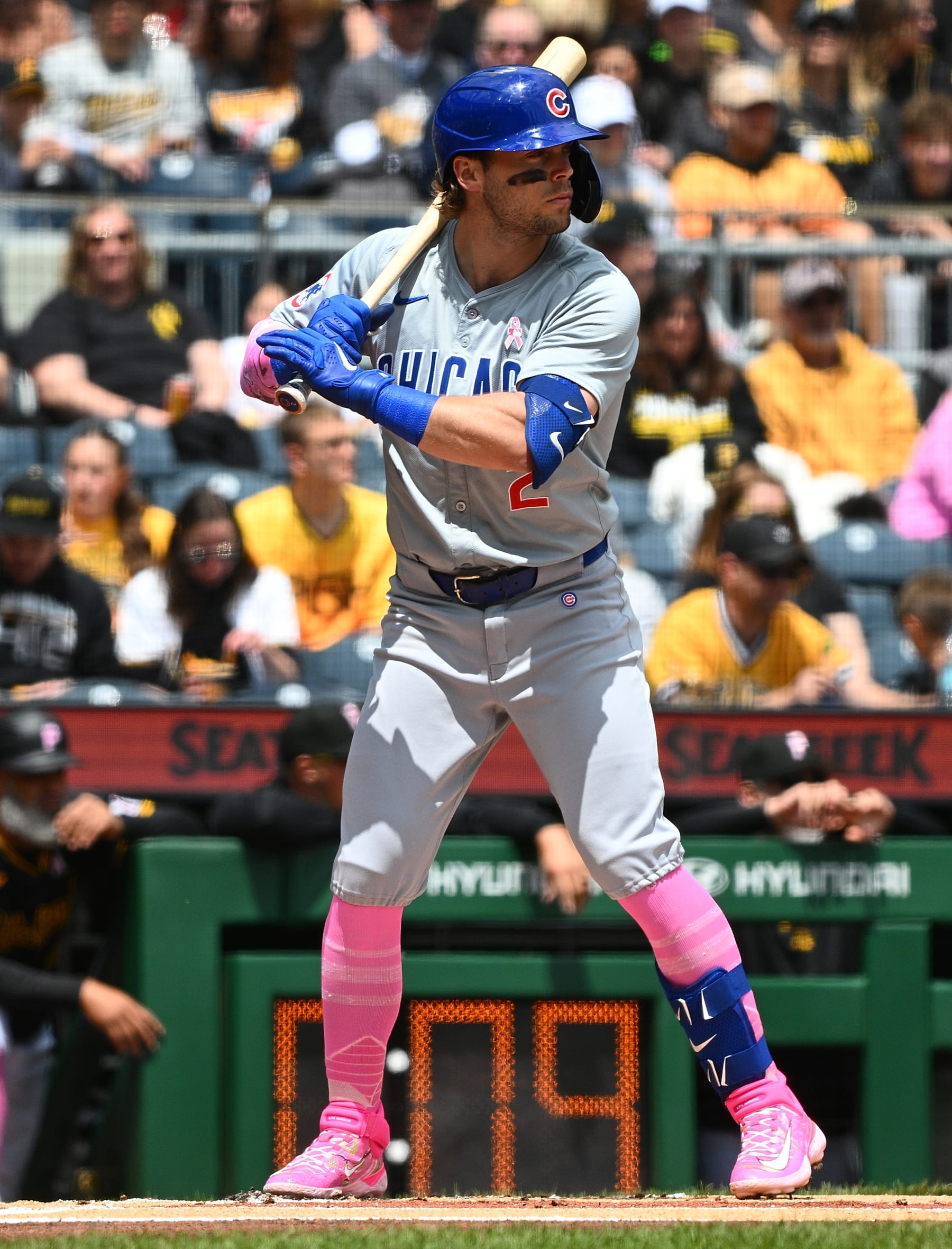 PITTSBURGH, PENNSYLVANIA - MAY 12: Nico Hoerner #2 of the Chicago Cubs in action during the game against the Pittsburgh Pirates at PNC Park on May 12, 2024 in Pittsburgh, Pennsylvania. (Photo by Justin Berl/Getty Images)
