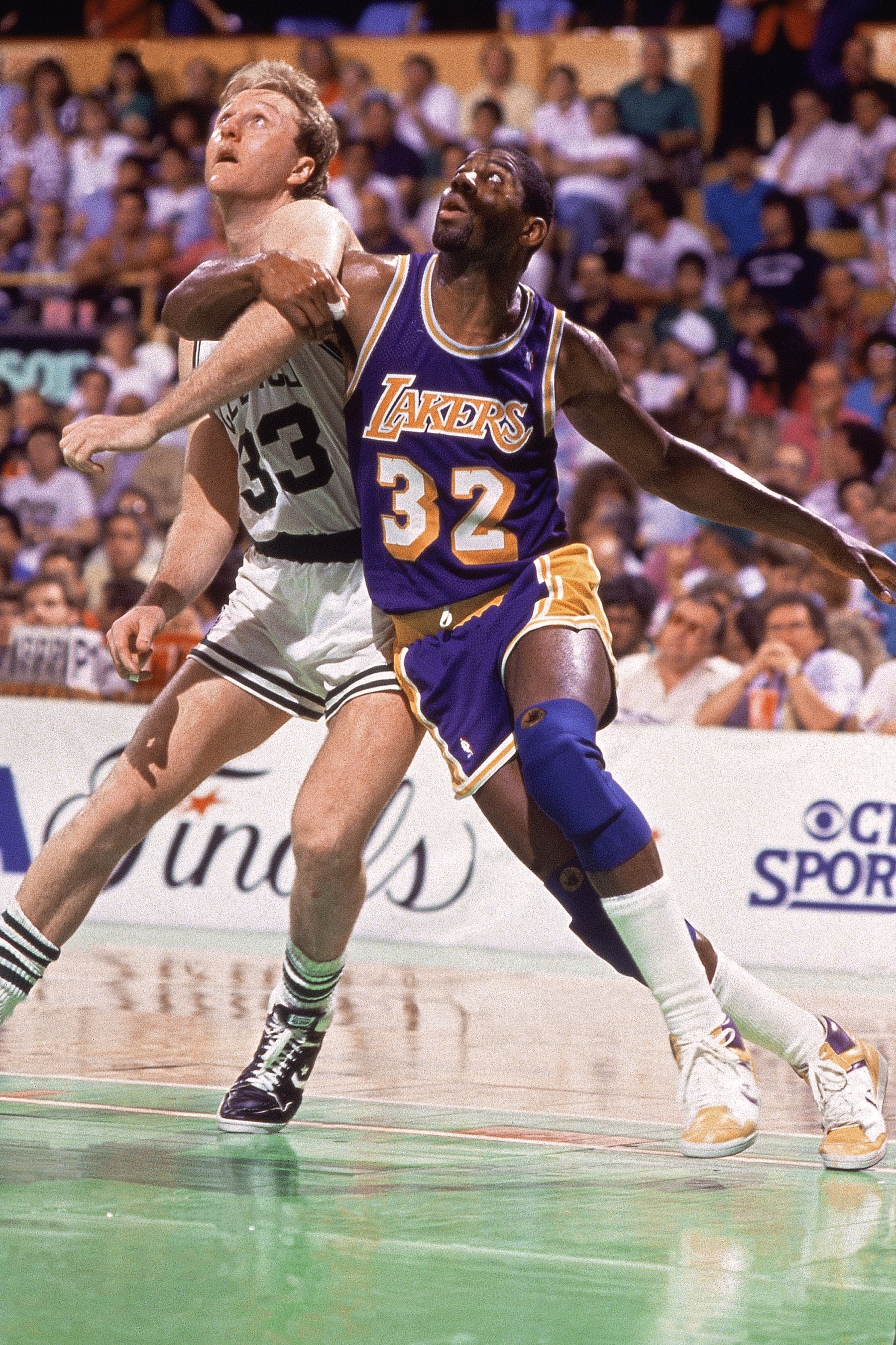 Bird (left) and Johnson during the 1987 Finals