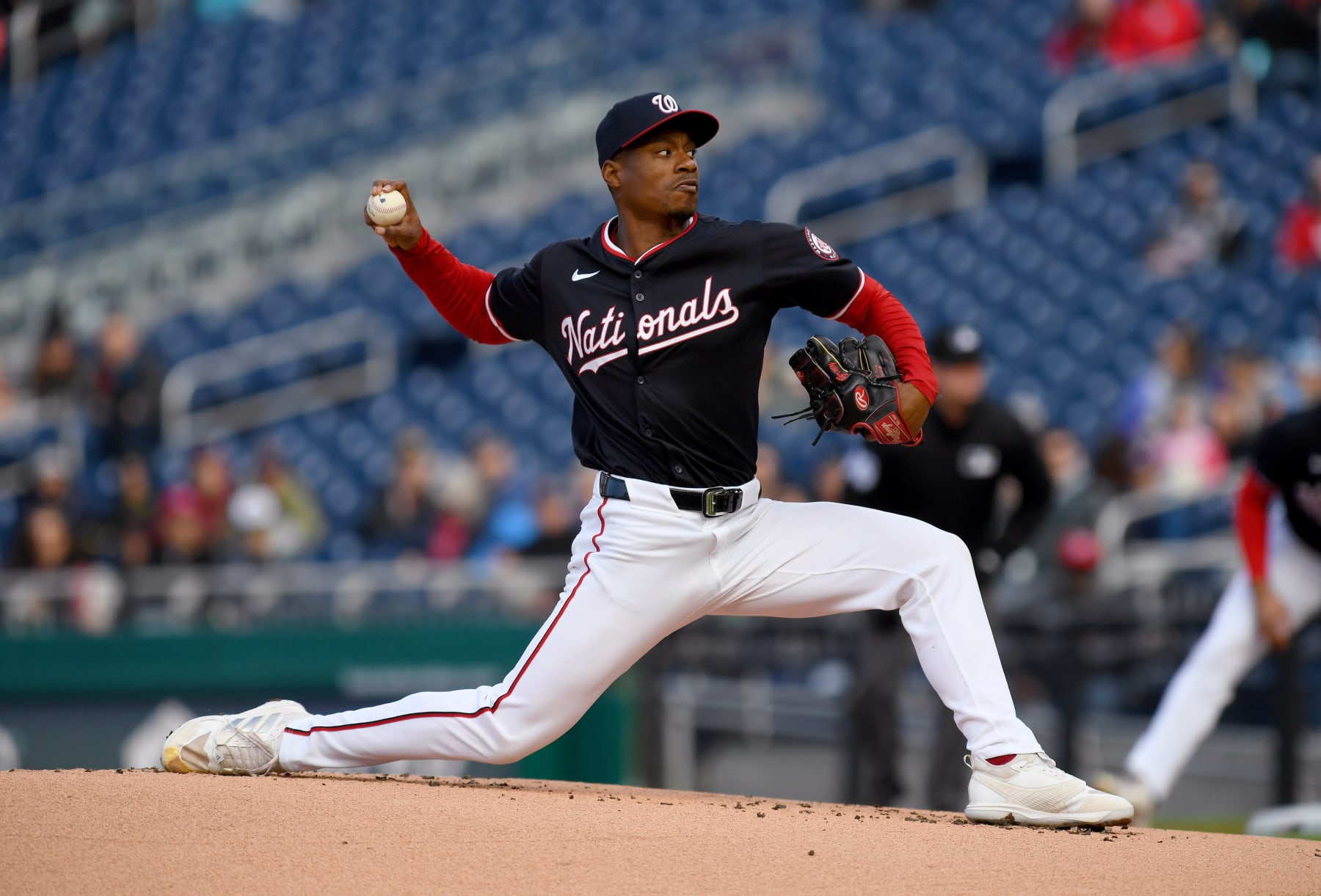 WASHINGTON, DC - APRIL 04: Washington Nationals pitcher Josiah Gray (40) throws a pitch during the Pittsburgh Pirates versus Washington Nationals MLB game at Nationals Park on April 4, 2024 in Washington, D.C.. (Photo by Randy Litzinger/Icon Sportswire via Getty Images)