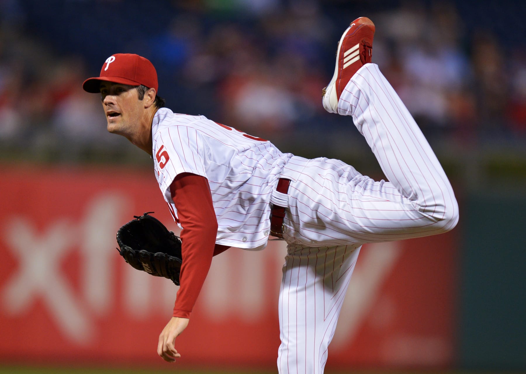 PHILADELPHIA, PA - SEPTEMBER 25: Starting pitcher Cole Hamels #35 of the Philadelphia Phillies follows through on a pitch during the game against the Washington Nationals at Citizens Bank Park on September 25, 2012 in Philadelphia, Pennsylvania. (Photo by Drew Hallowell/Getty Images)