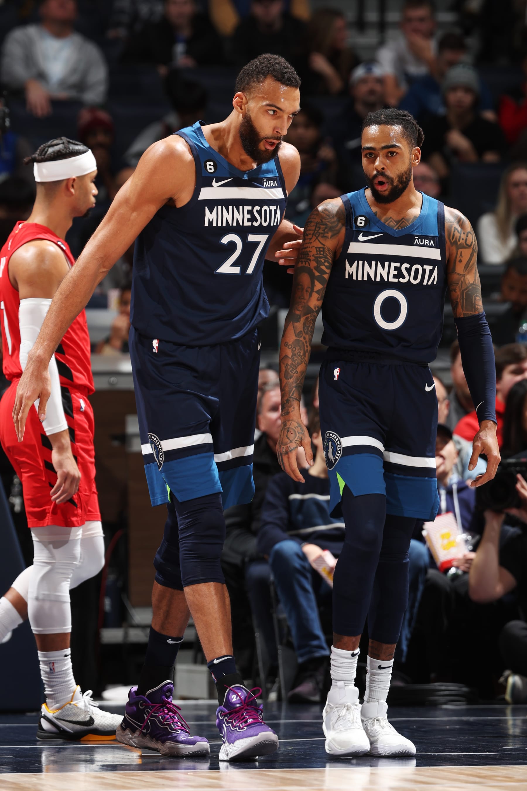 Rudy Gobert and D'Angelo Russell