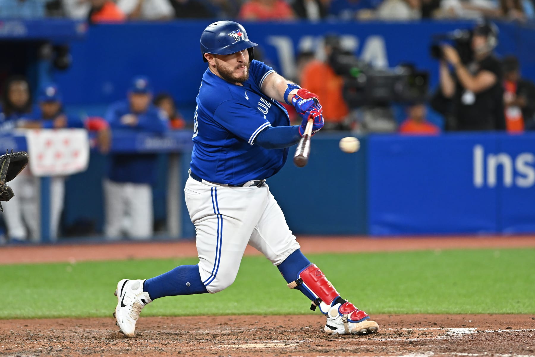 TORONTO, ON - SEPTEMBER 30: Toronto Blue Jays Catcher Alejandro Kirk (30) bats during the regular season MLB game between the Boston Red Sox and Toronto Blue Jays on September 30, 2022 at Rogers Centre in Toronto, ON. (Photo by Gerry Angus/Icon Sportswire via Getty Images)