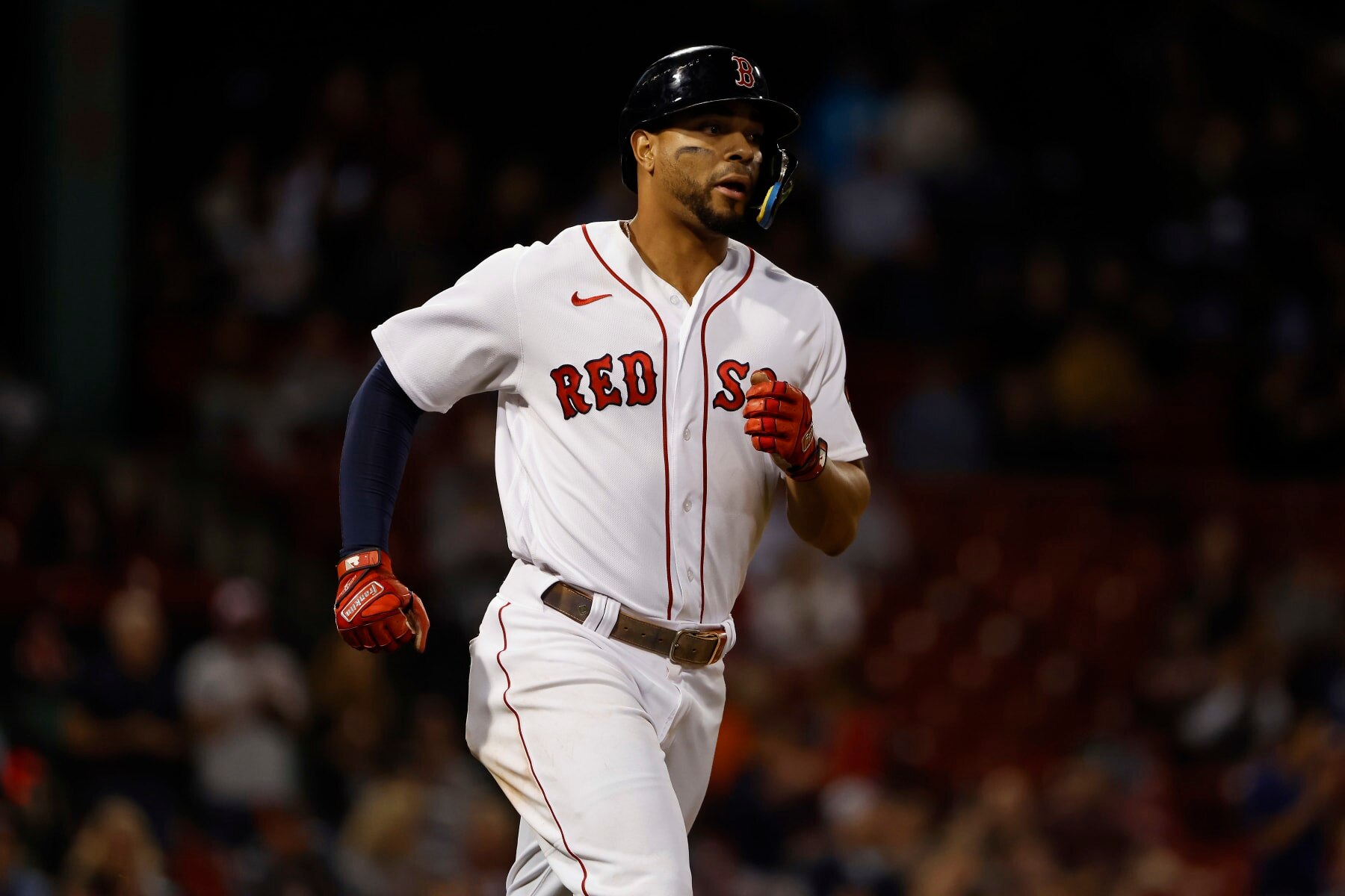 BOSTON, MA - SEPTEMBER 26: Xander Bogaerts #2 of the Boston Red Sox runs out a home run against the Baltimore Orioles during the fourth inning at Fenway Park on September 26, 2022 in Boston, Massachusetts. (Photo By Winslow Townson/Getty Images)