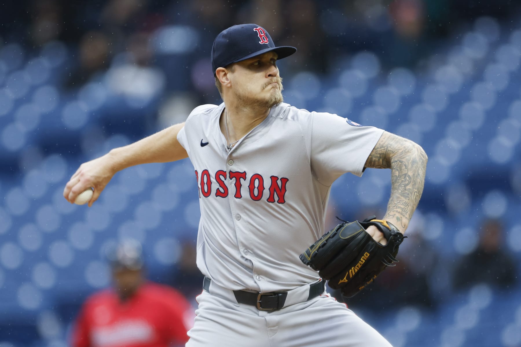 CLEVELAND, OH - APRIL 23: Tanner Houck #89 of the Boston Red Sox pitches against the Cleveland Guardians during the first inning at Progressive Field on April 23, 2024 in Cleveland, Ohio. (Photo by Ron Schwane/Getty Images)