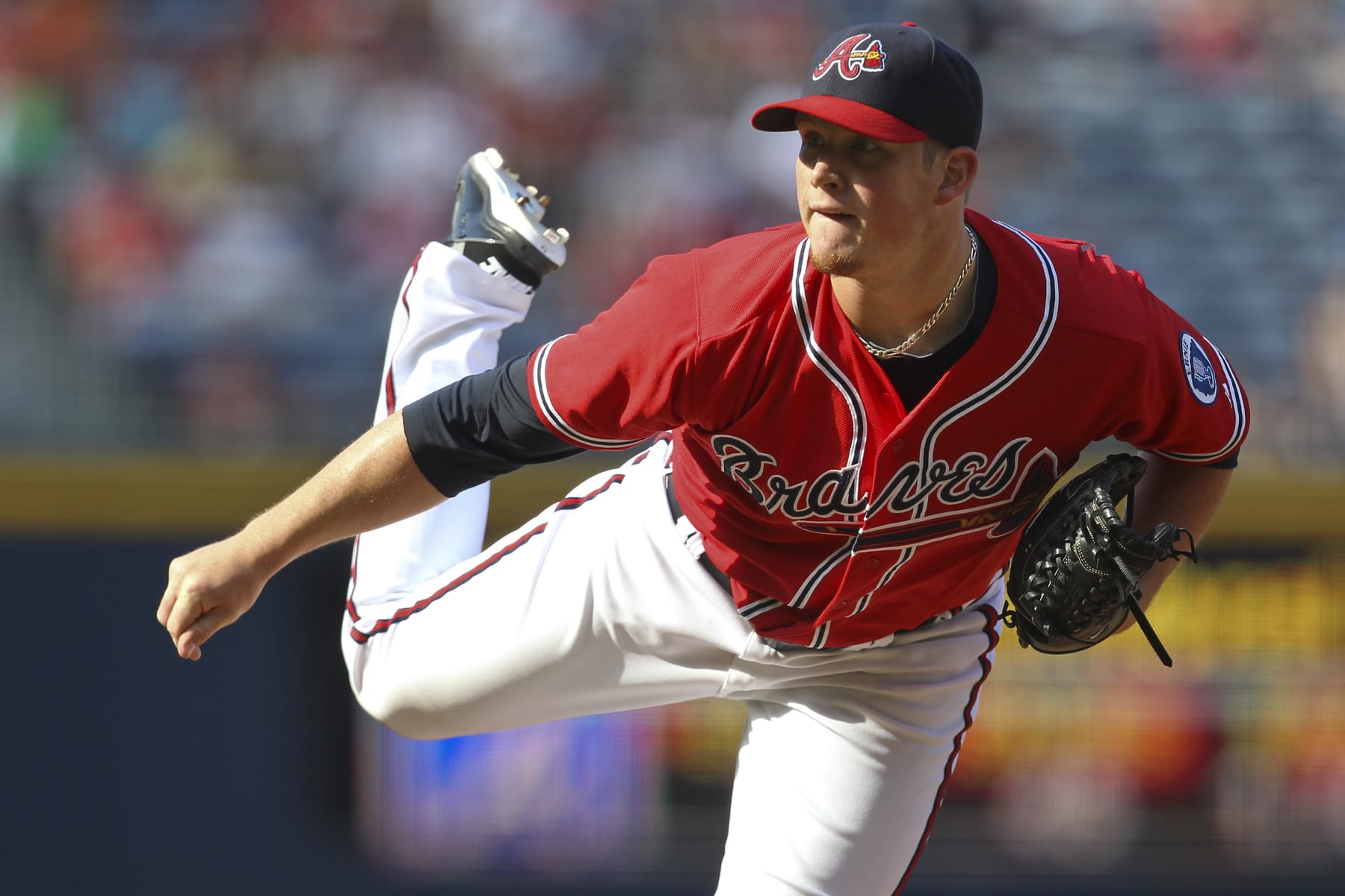 ATLANTA, GA - SEPTEMBER 18: Craig Kimbrel #46 of the Atlanta Braves closes the game against the New York Mets at Turner Field on September 18, 2011 in Atlanta, Georgia. The Mets beat the Braves 7-5.  (Photo by Daniel Shirey/Getty Images)