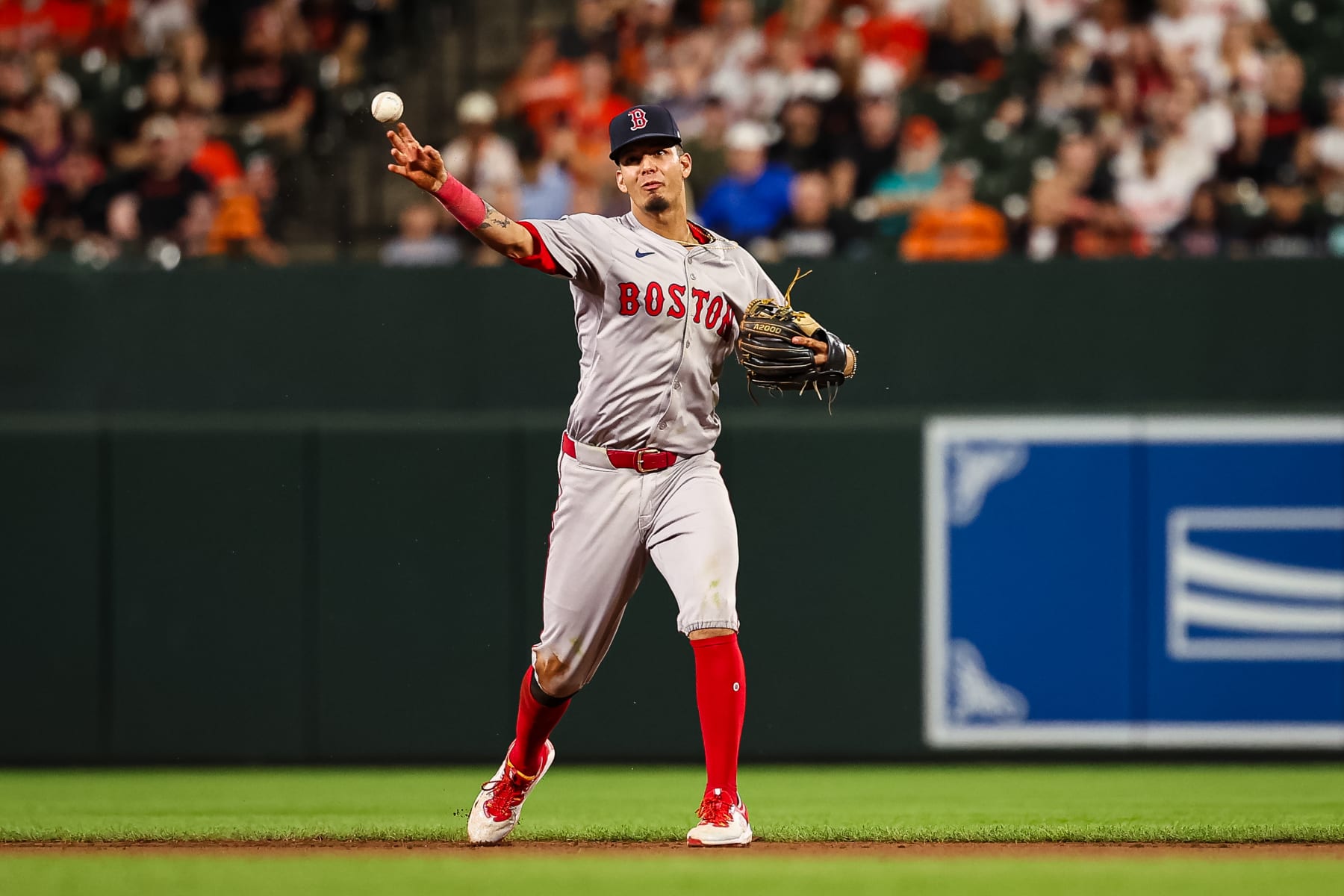 BALTIMORE, MD - MAY 28: Vaughn Grissom #5 of the Boston Red Sox in action against the Baltimore Orioles during the eighth inning at Oriole Park at Camden Yards on May 28, 2024 in Baltimore, Maryland. (Photo by Scott Taetsch/Getty Images)