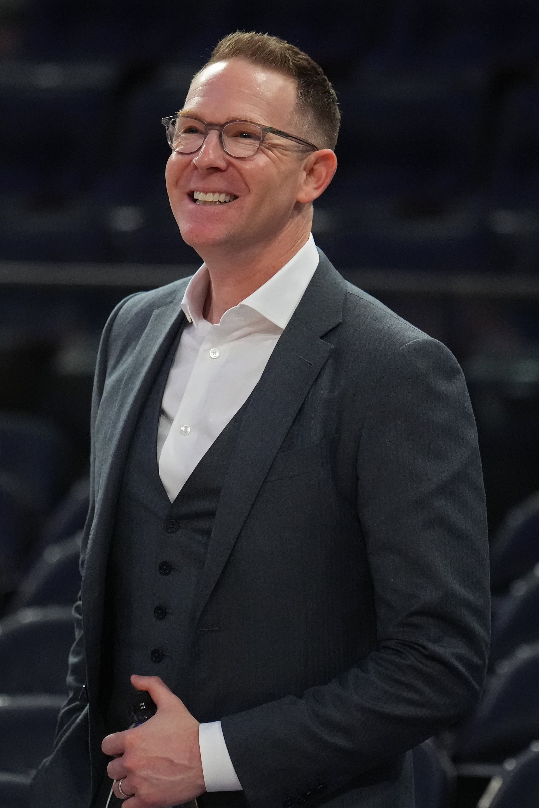 NEW YORK, NY - MARCH 31: Sam Presti General Manager of the Oklahoma City Thunder attends the game against the New York Knicks on March 31, 2024 at Madison Square Garden in New York City, New York.  NOTE TO USER: User expressly acknowledges and agrees that, by downloading and or using this photograph, User is consenting to the terms and conditions of the Getty Images License Agreement. Mandatory Copyright Notice: Copyright 2024 NBAE  (Photo by Jesse D. Garrabrant/NBAE via Getty Images)