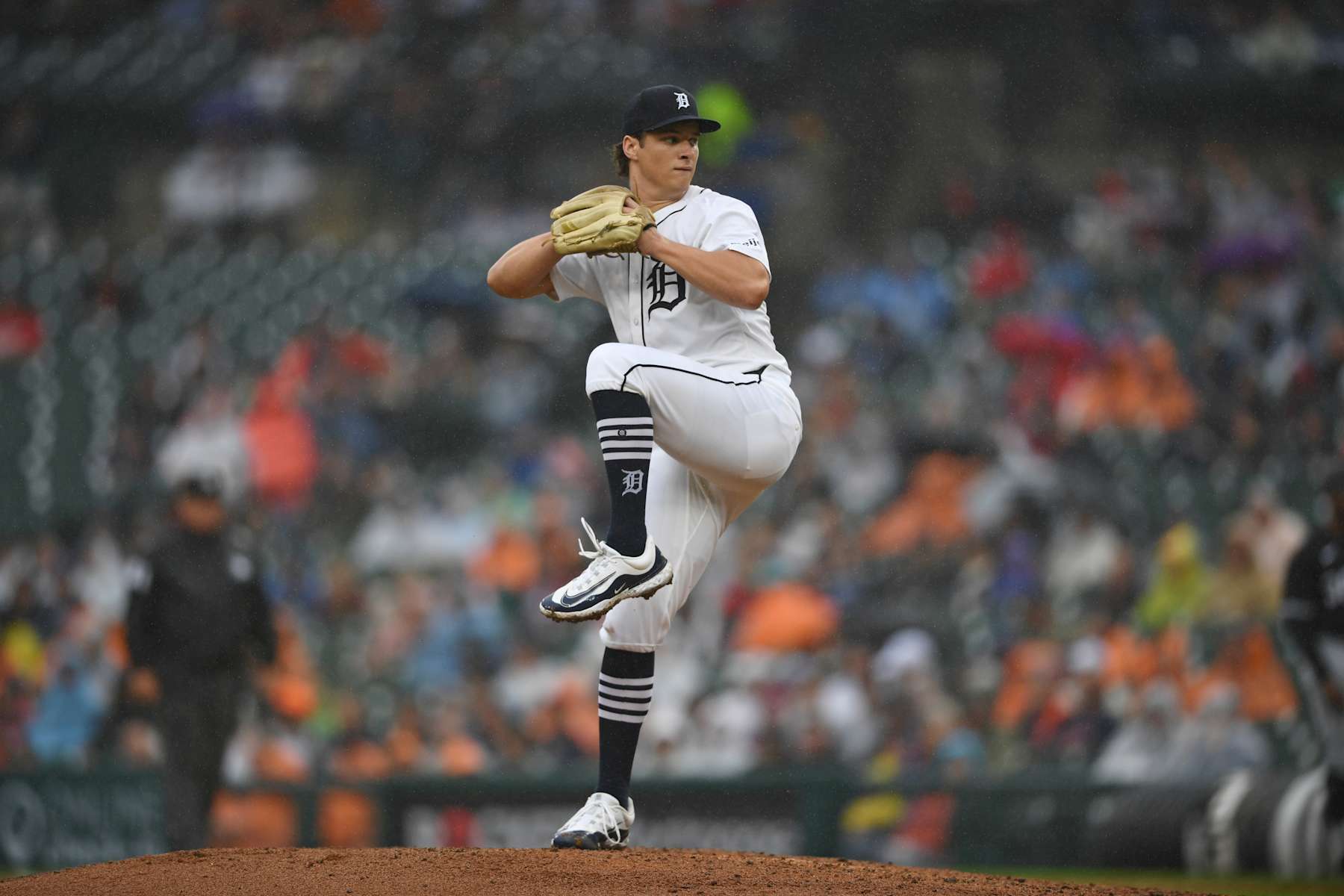 DETROIT, MICHIGAN - SEPTEMBER 28, 2024: Jackson Jobe #21 of the Detroit Tigers throws a pitch during the third inning against the Chicago White Sox at Comerica Park on September 28, 2024 in Detroit, Michigan. (Photo by George Kubas/Diamond Images via Getty Images)