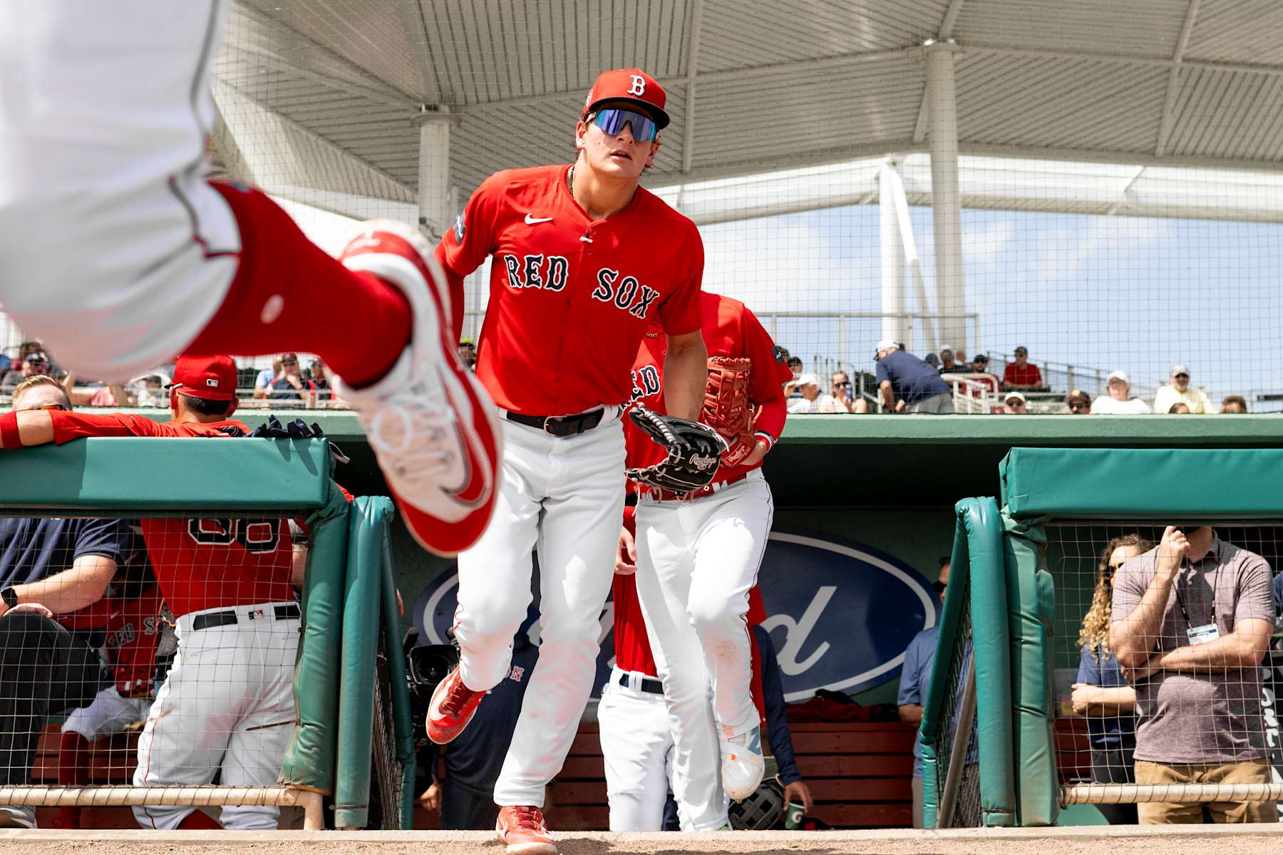 FORT MYERS, FLORIDA - MARCH 16: Roman Anthony #51 of the Boston Red Sox takes the field for the first inning of the Spring Breakout game against the Atlanta Braves at JetBlue Park at Fenway South on March 16, 2024 in Fort Myers, Florida. (Photo by Maddie Malhotra/Boston Red Sox/Getty Images)