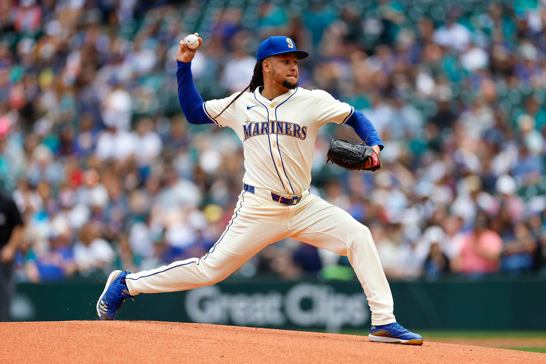 SEATTLE, WASHINGTON - JUNE 30: Luis Castillo #58 of the Seattle Mariners throws a pitch in the first inning during a game against the Minnesota Twins at T-Mobile Park on June 30, 2024 in Seattle, Washington. (Photo by Brandon Sloter/Getty Images)
