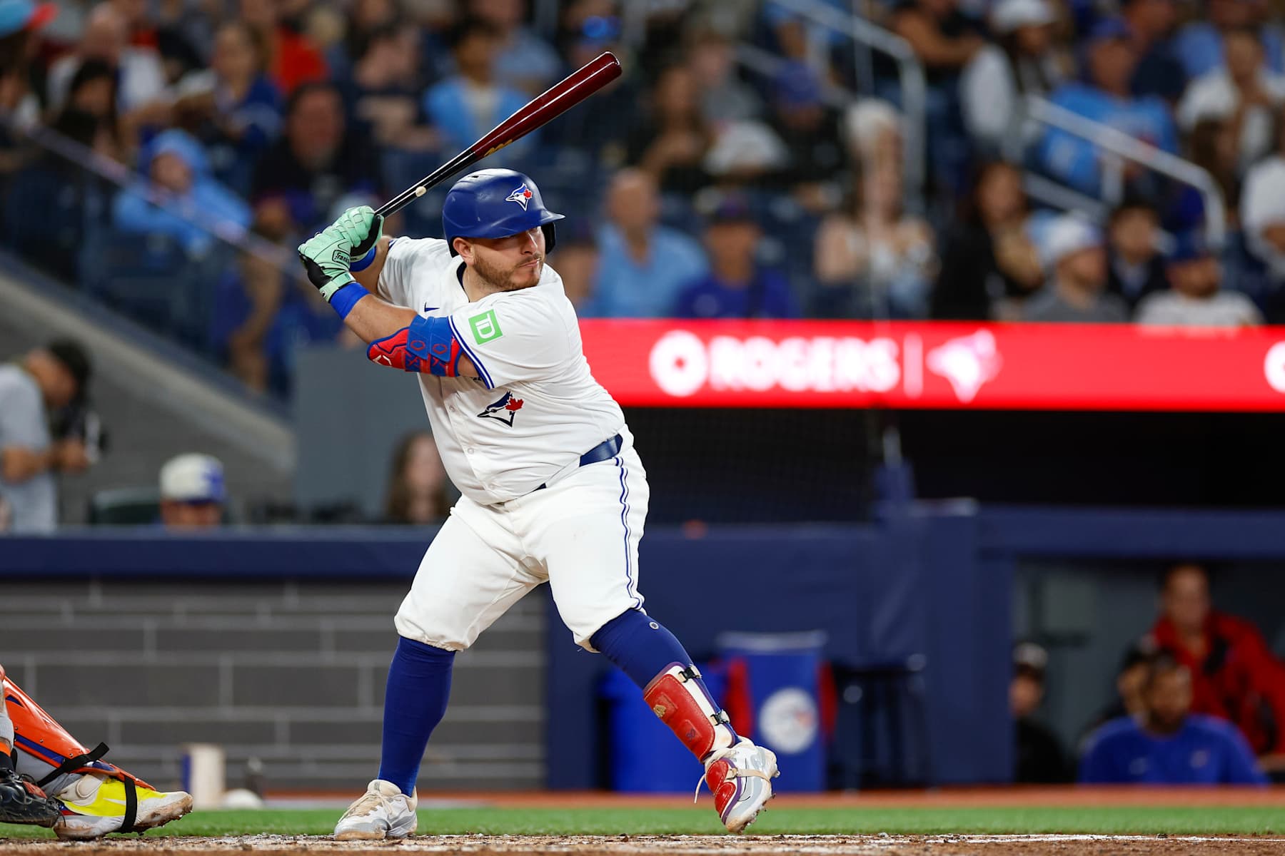 TORONTO, CANADA - SEPTEMBER 10: Alejandro Kirk #30 of the Toronto Blue Jays waits for a pitch in the fourth inning during a game against the New York Mets at Rogers Centre on September 10, 2024 in Toronto, Canada. (Photo by Brandon Sloter/Image Of Sport/Getty Images)