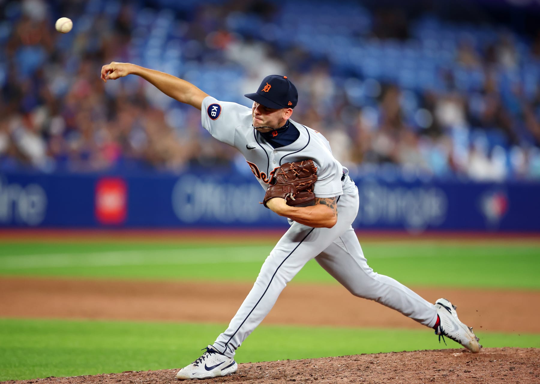 TORONTO, ON - JULY 28:  Alex Lange #55 of the Detroit Tigers delivers a pitch against the Toronto Blue Jays at Rogers Centre on July 28, 2022 in Toronto, Ontario, Canada.  (Photo by Vaughn Ridley/Getty Images)